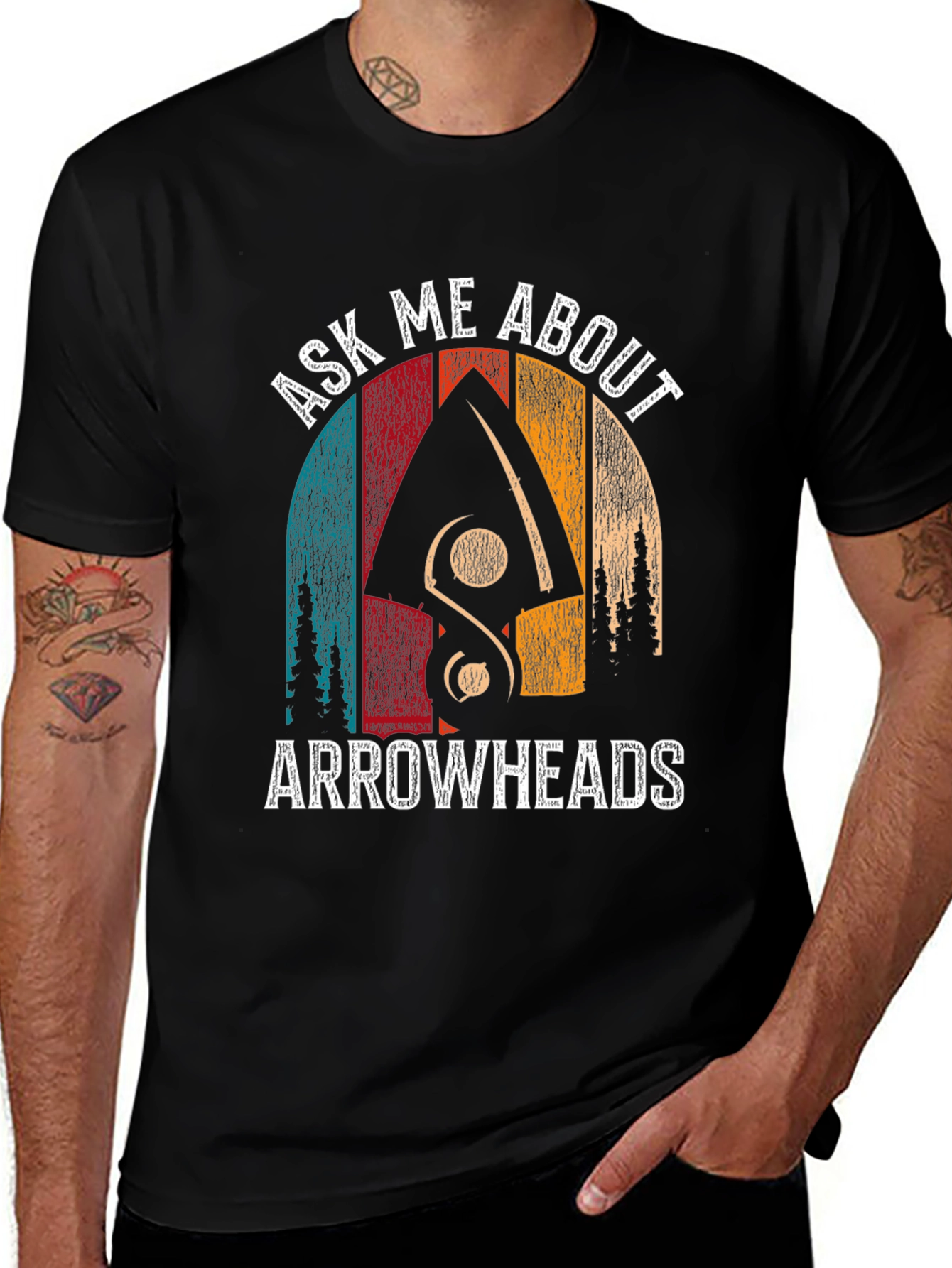 Variant 6 of Ask Me About Arrowheads Black T-Shirt
