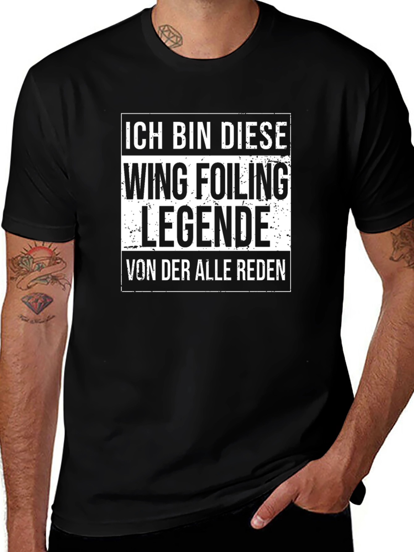 Variant 9 of Wing Foiling Legende T-Shirt - Black Cotton Tee