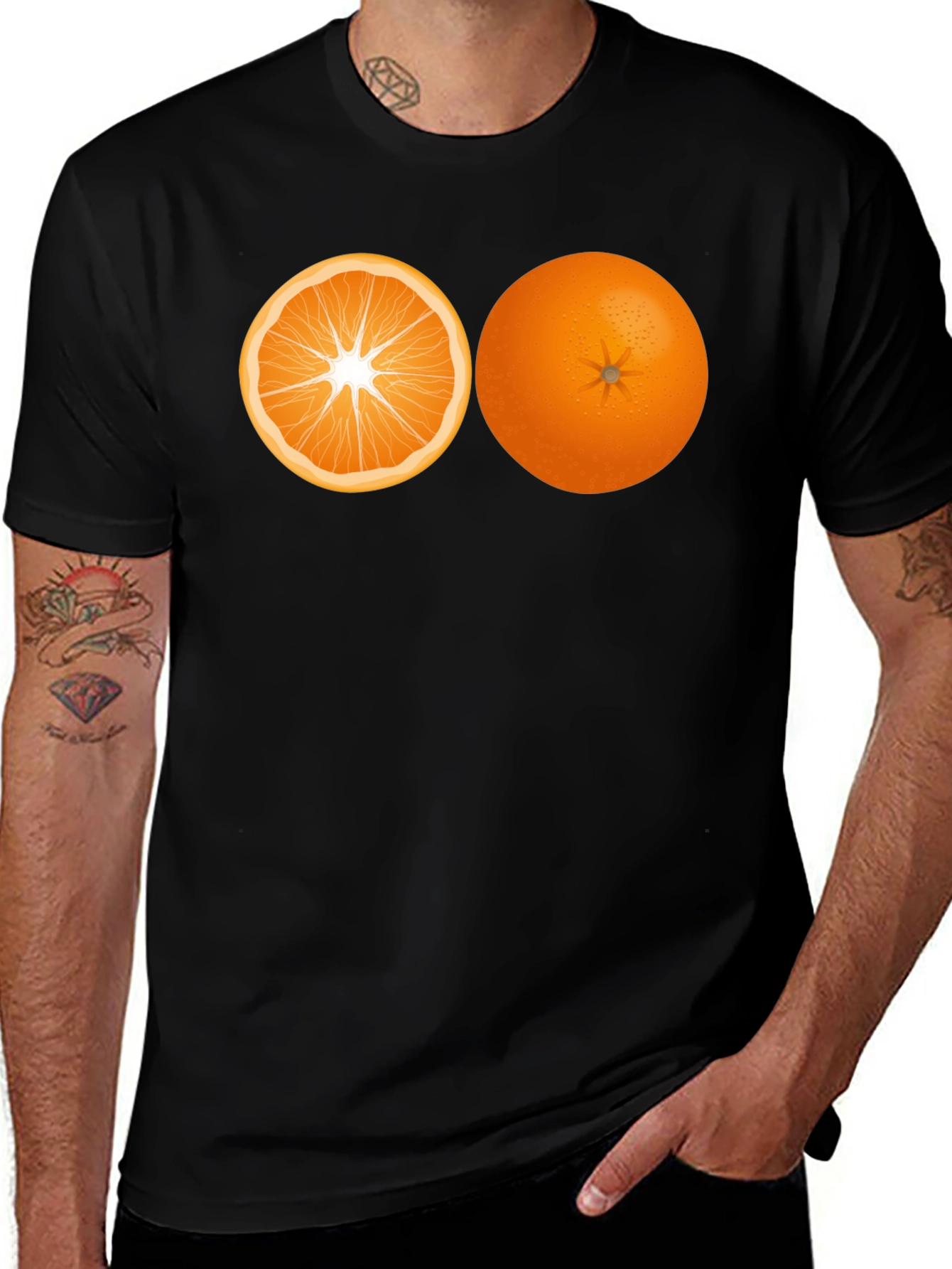 Variant 18 of Orange Graphic T-Shirt - Fruit Design Tee