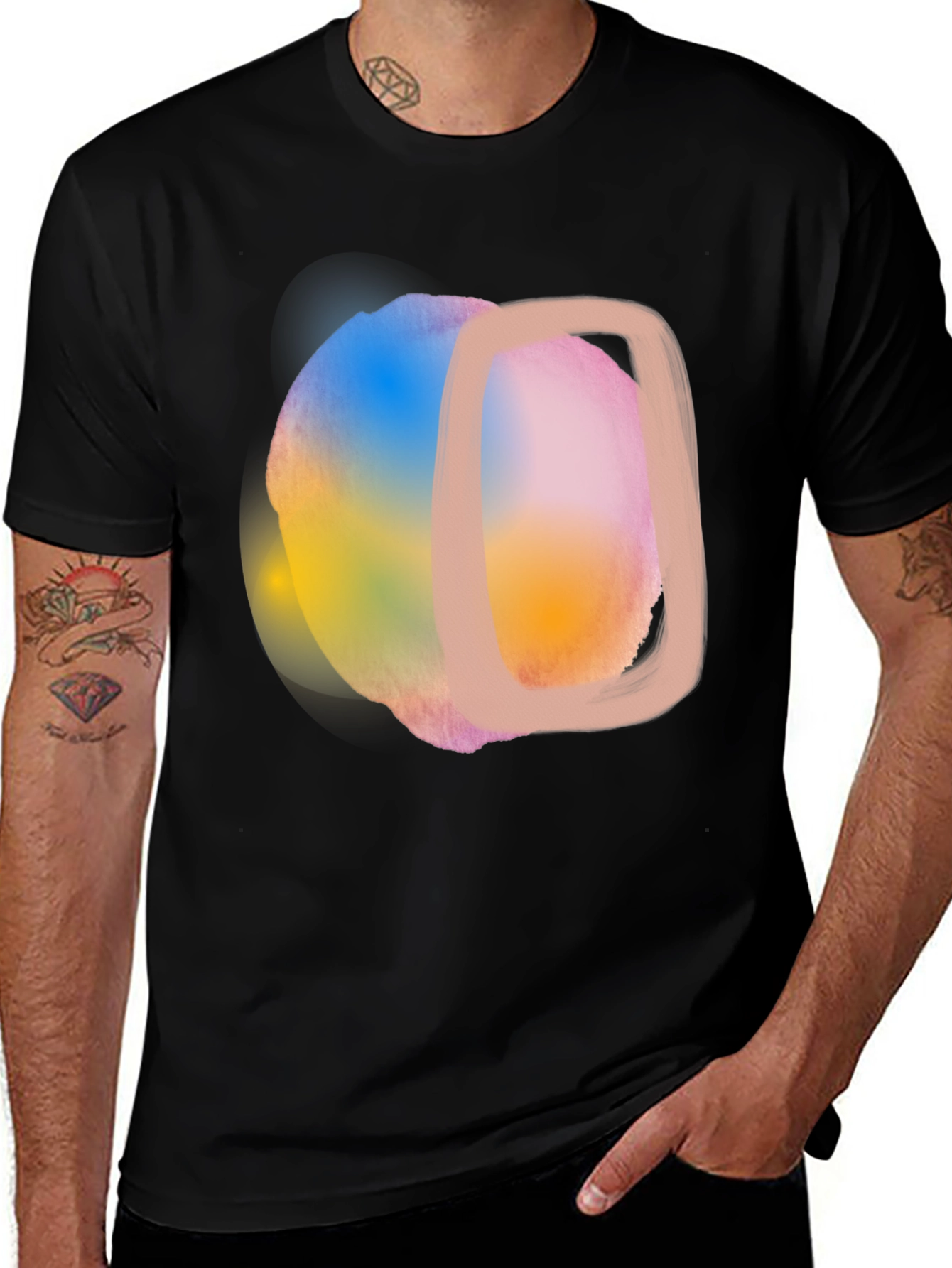 Variant 22 of Abstract Graphic Print Black T-Shirt