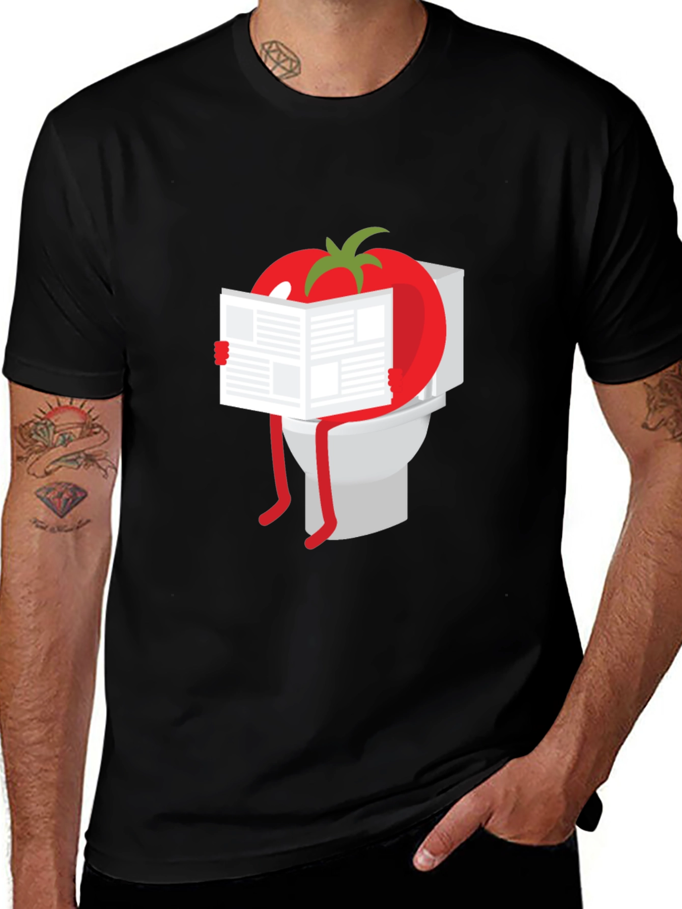 Variant 15 of Tomato Reading Newspaper On Toilet Humor T-Shirt
