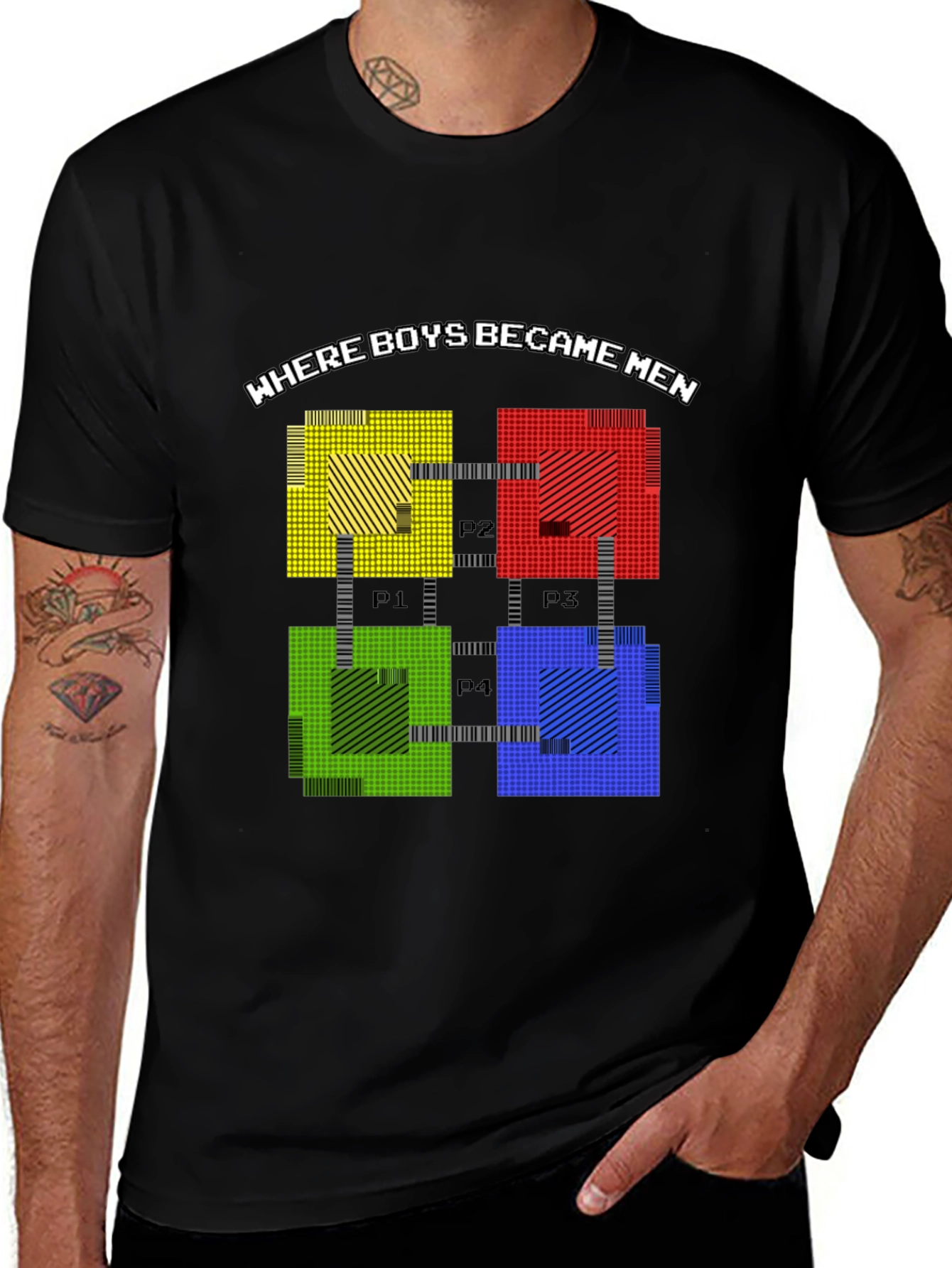 Black Retro Gaming Tee: Where Boys Became Men main image