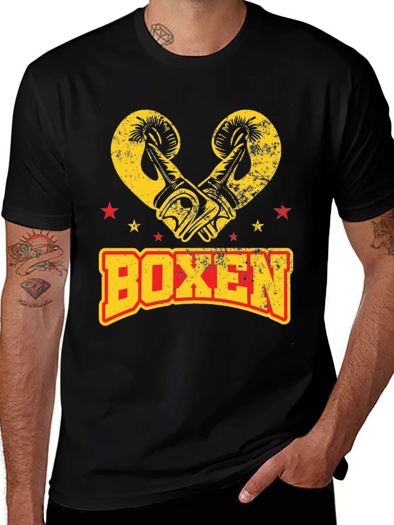 Variant 13 of Boxen Graphic Tee - Boxing Gloves Design