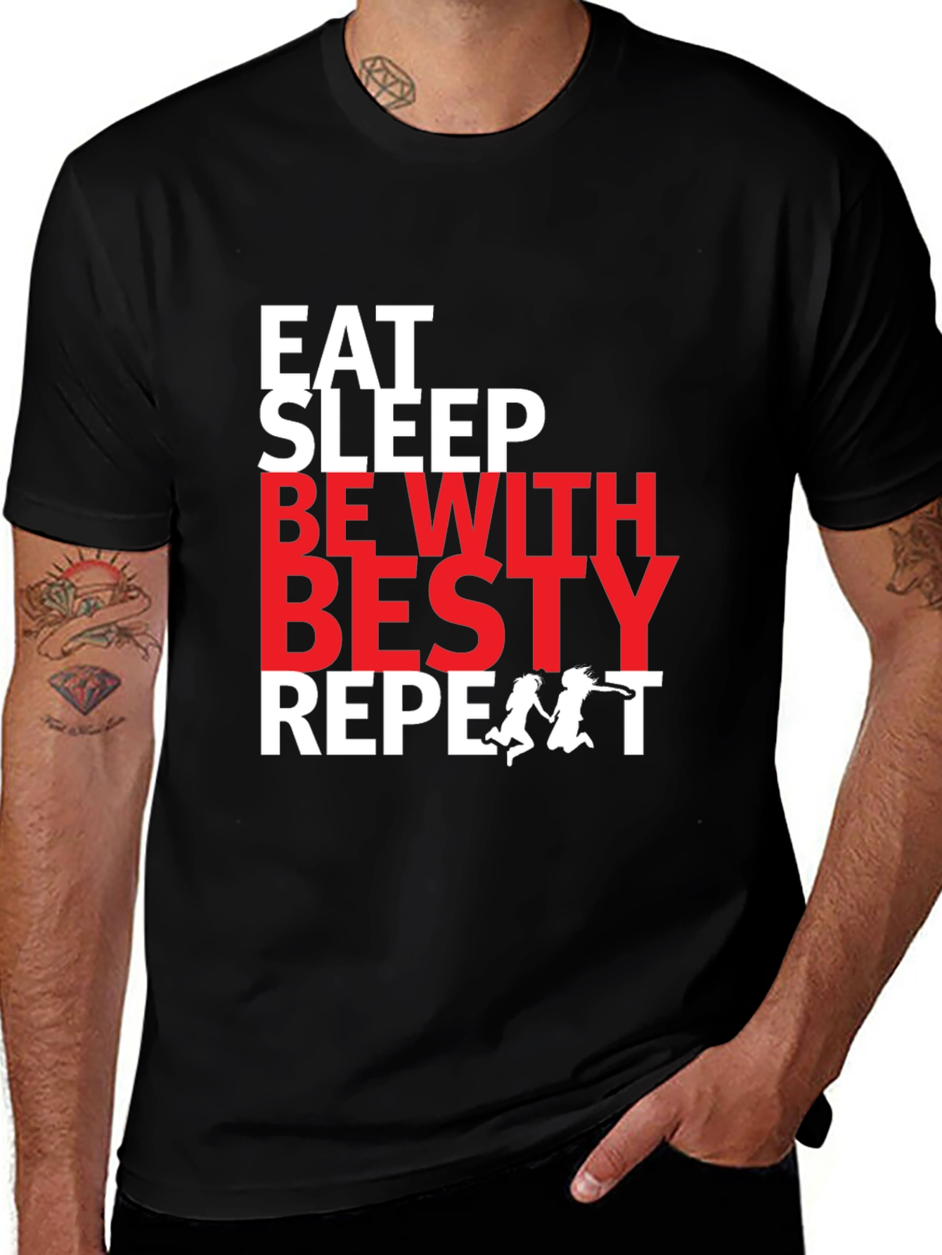 Variant 10 of Eat Sleep Besty Repeat Black T-Shirt
