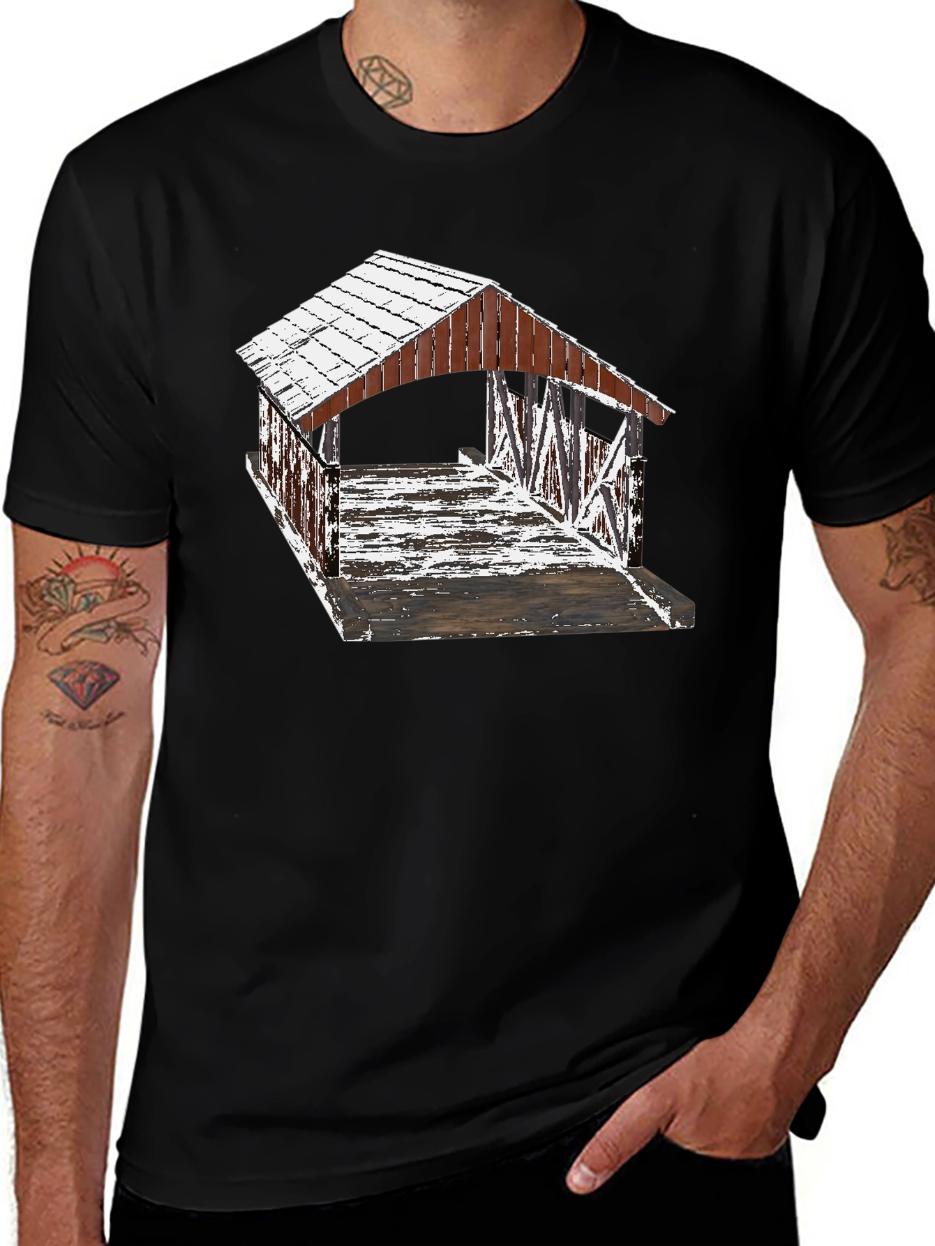 Variant 27 of Rustic Bridge Graphic Tee - Urban Style
