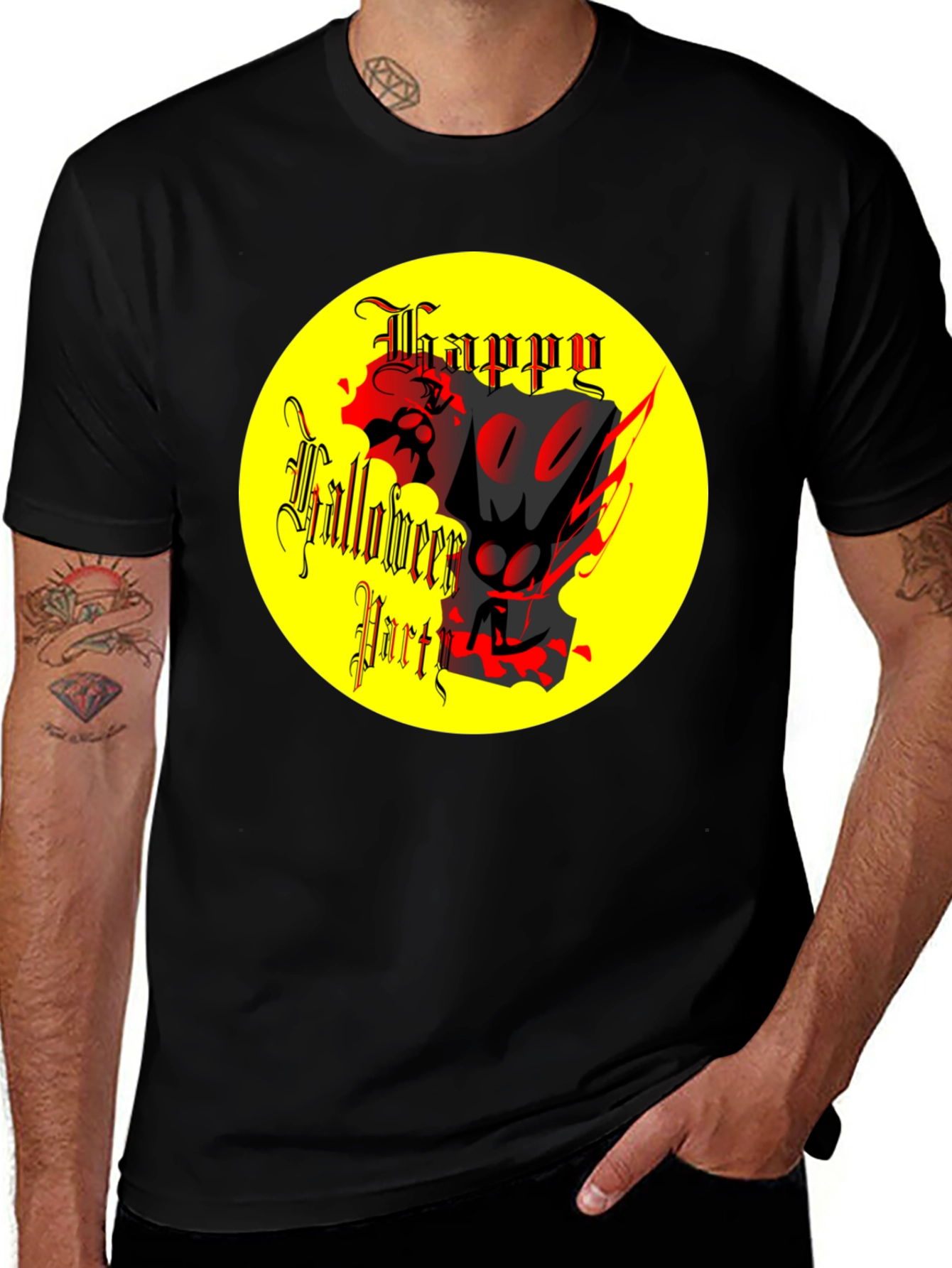 Halloween Party Graphic Tee - Black