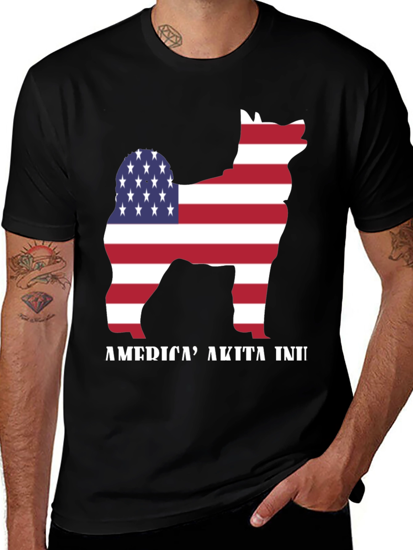 American Akita Inu T-Shirt - Patriotic Dog Tee