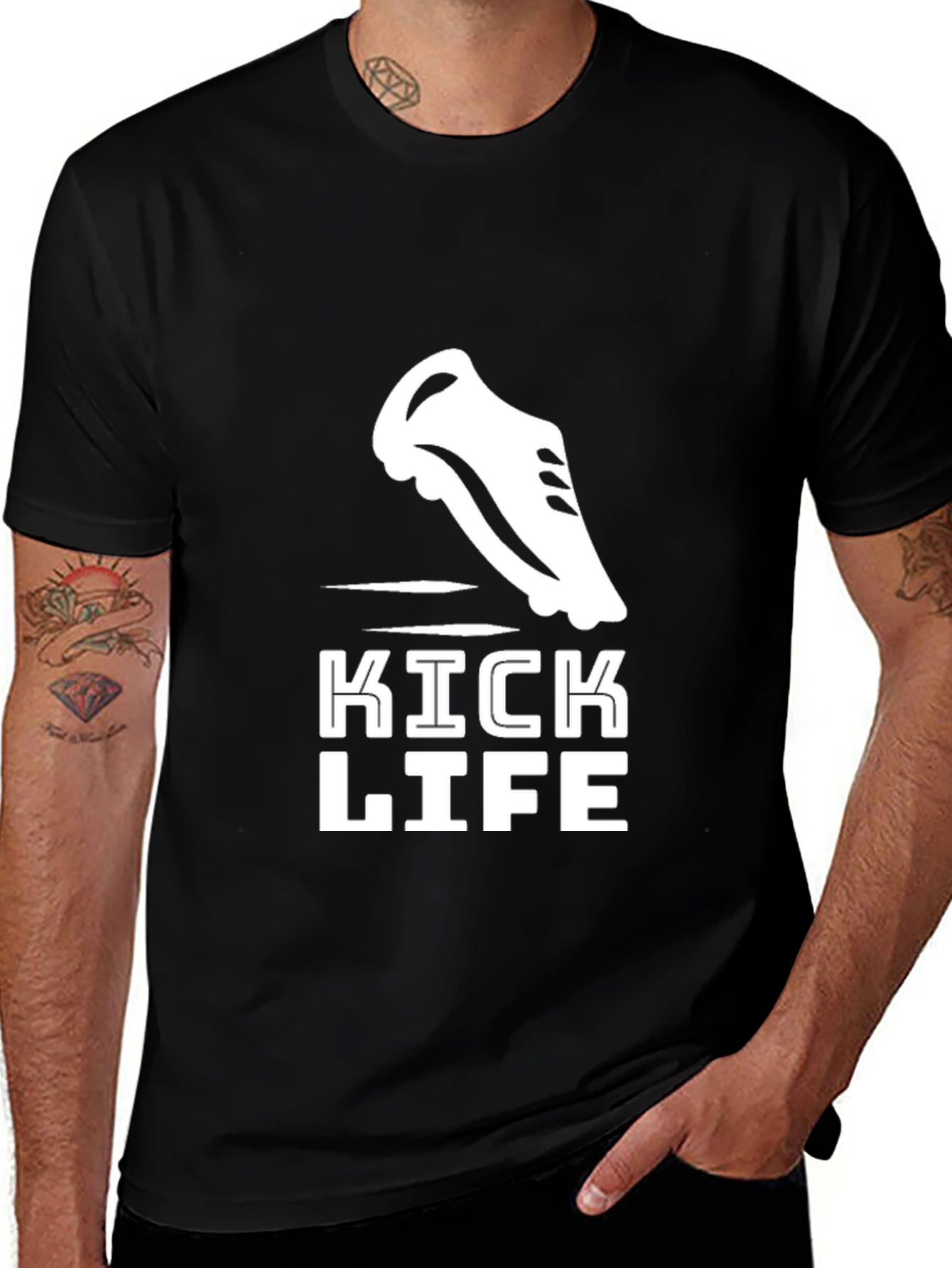Variant 23 of Kick Life Graphic Tee - Black Cotton T-Shirt