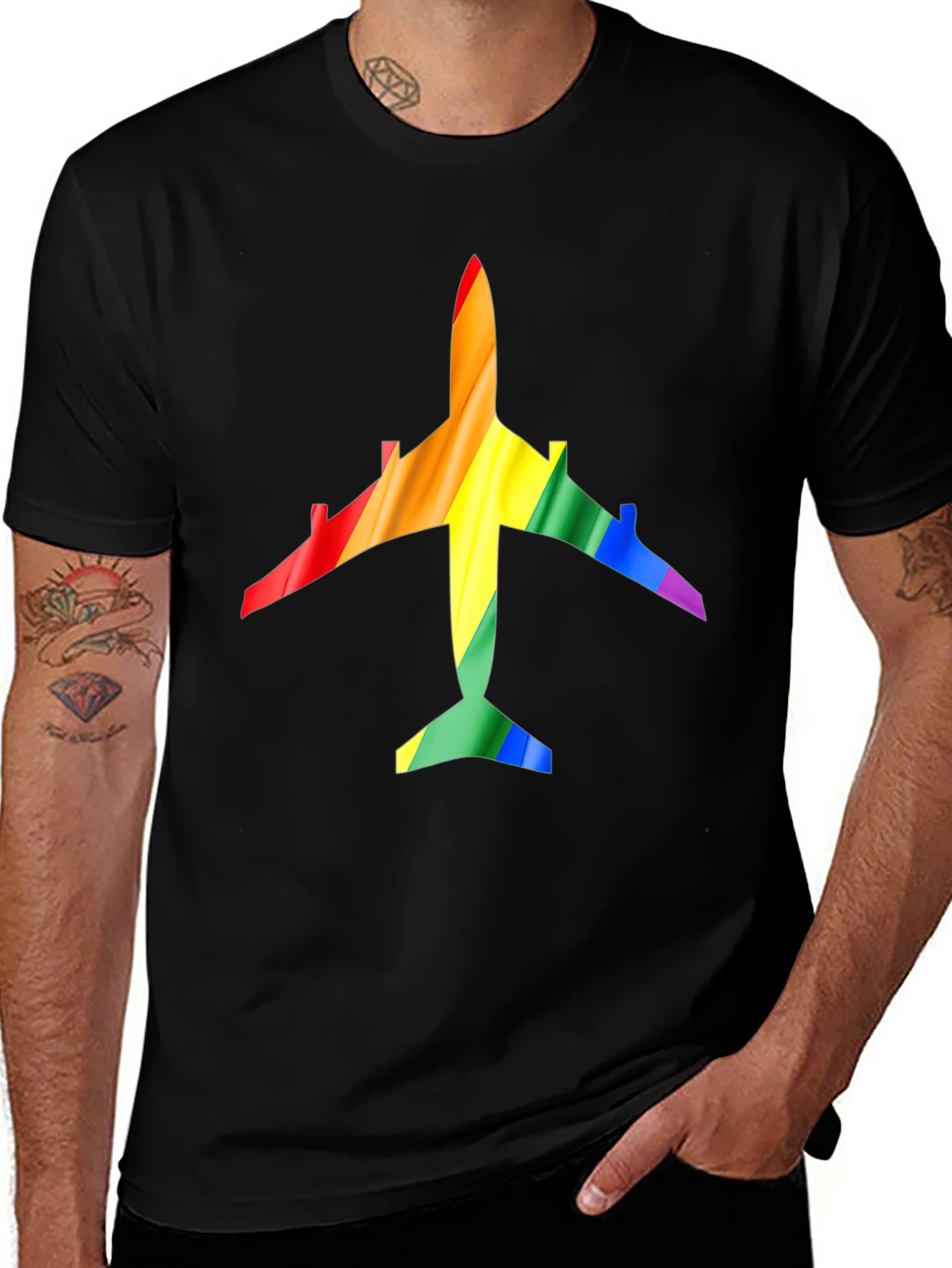 Variant 26 of Rainbow Airplane Graphic T-Shirt