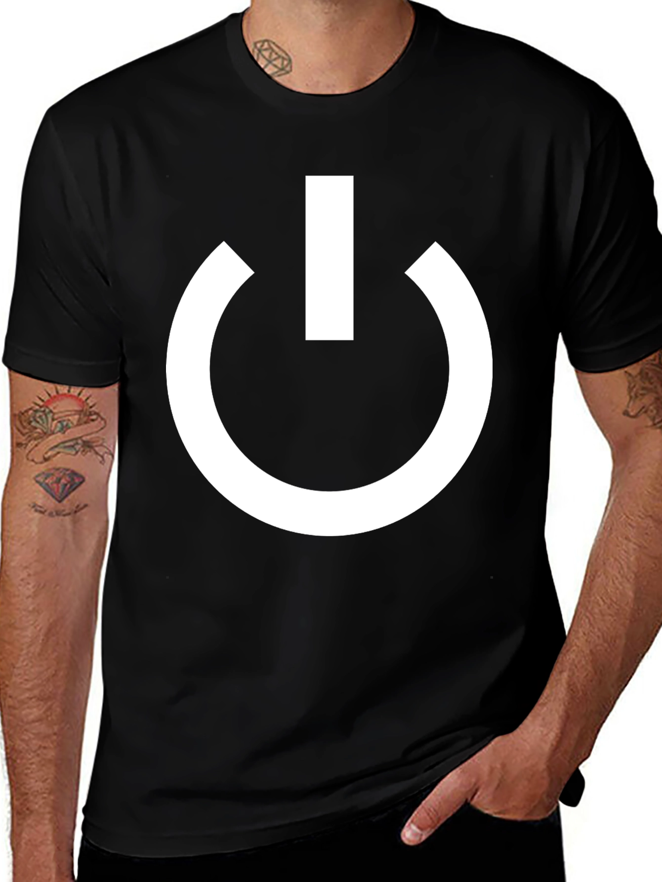 Variant 7 of Power Symbol T-Shirt - Black, Bold Design