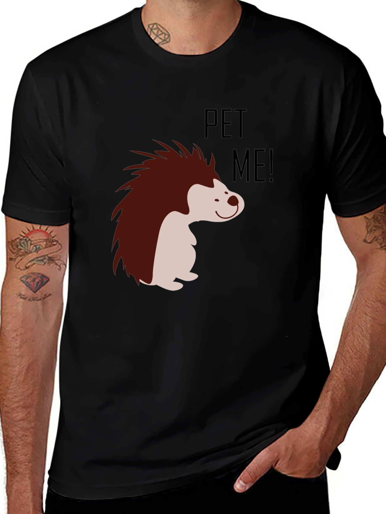 Variant 29 of Pet Me! Hedgehog Graphic Black T-Shirt