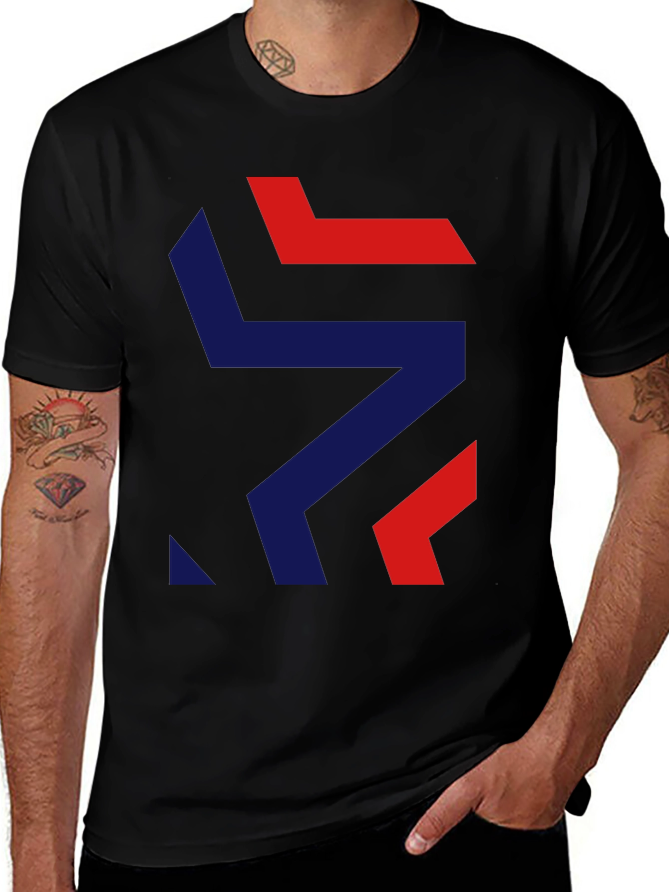 Variant 13 of Modern Geometric Graphic Tee - Stylish Black T-Shirt