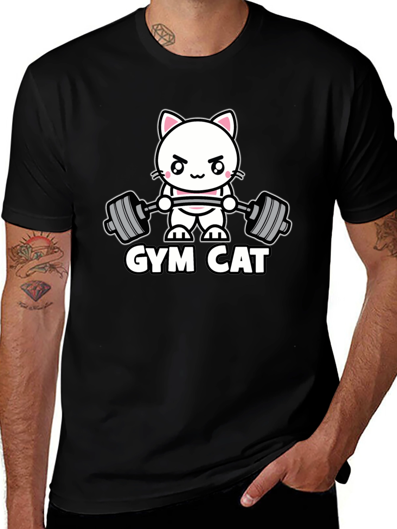 Variant 6 of Gym Cat Graphic Tee - Workout T-Shirt
