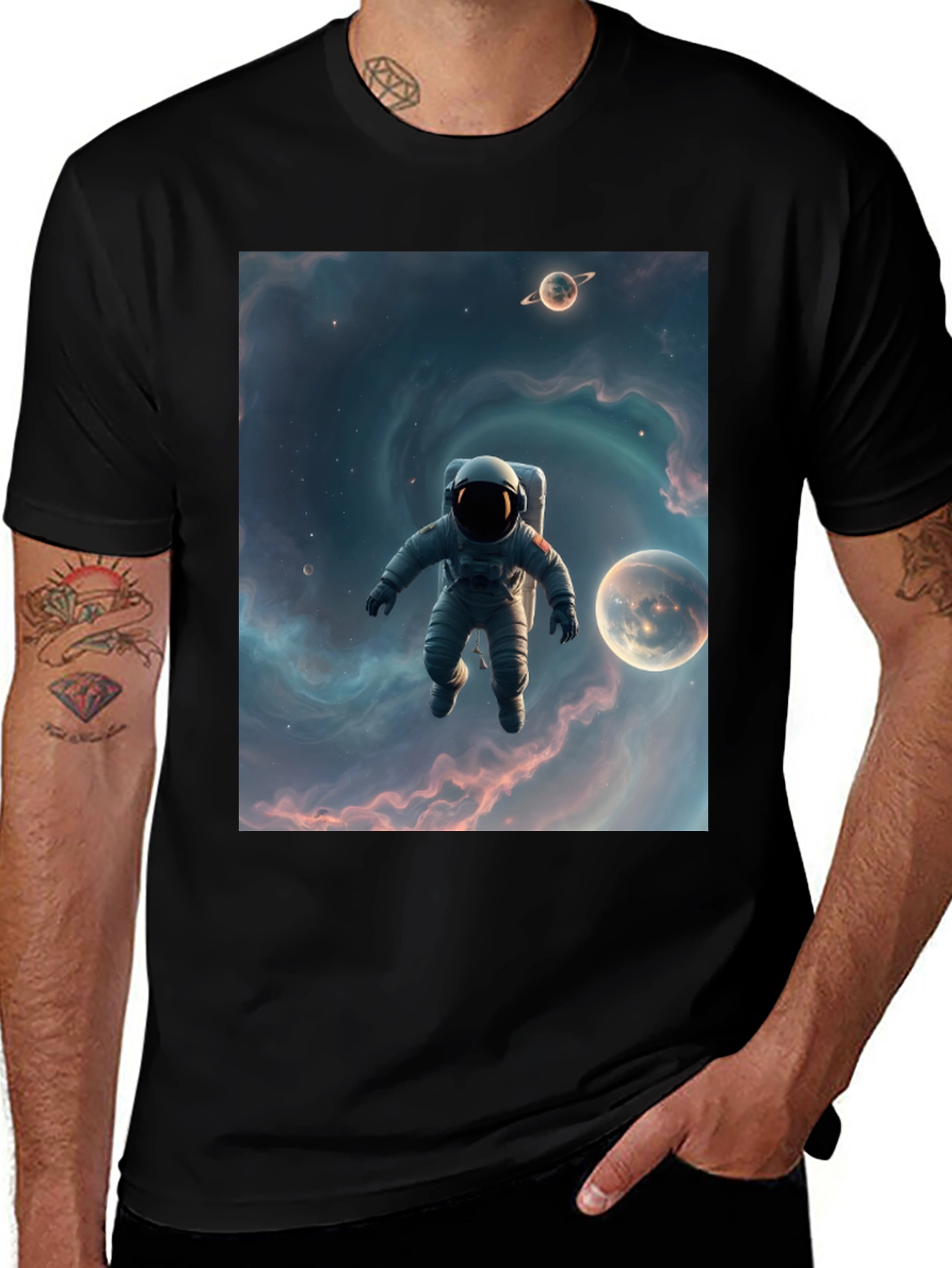 Variant 19 of Astronaut in Space Graphic T-Shirt - Black