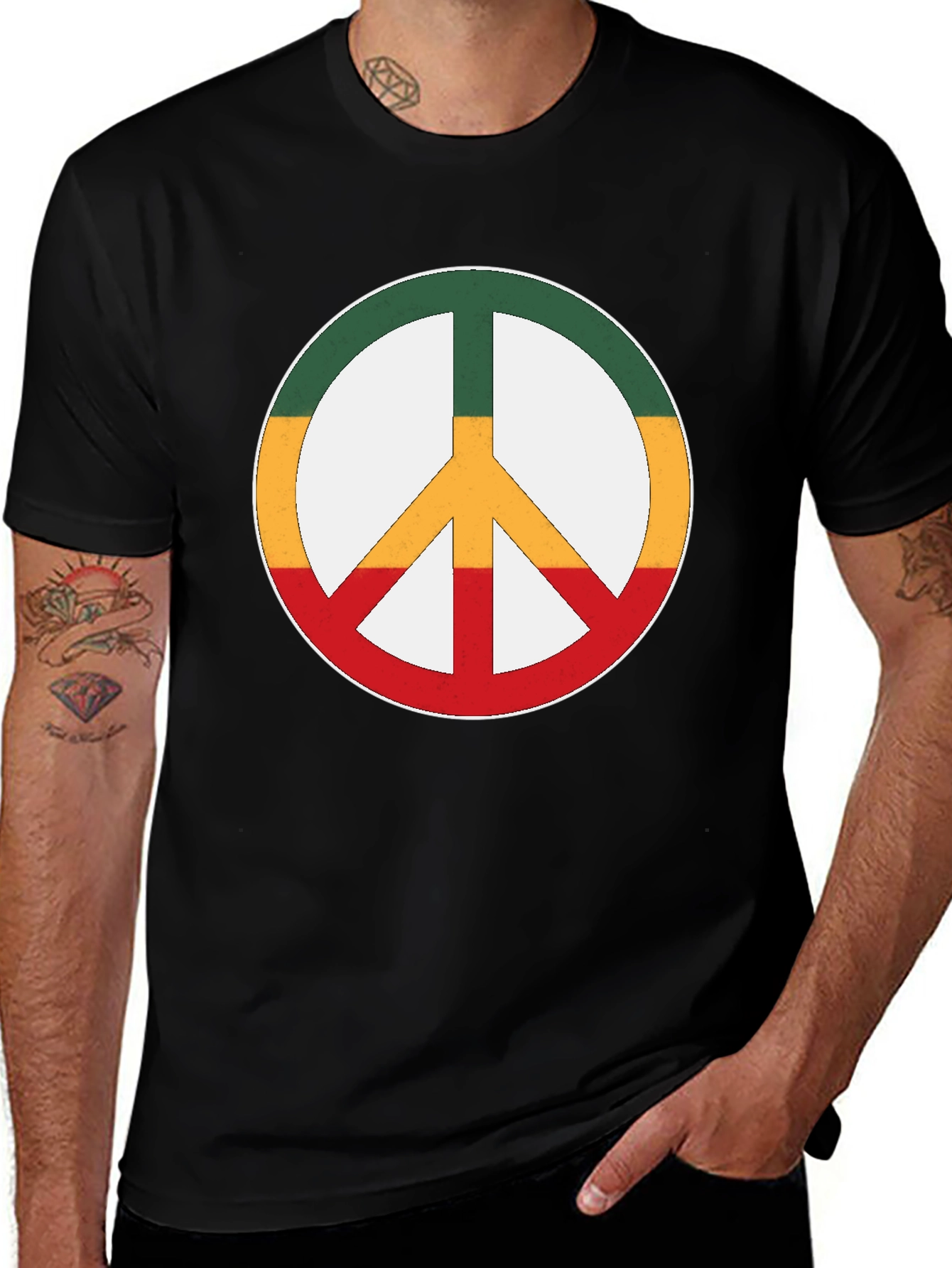 Variant 23 of Rasta Peace Sign T-Shirt - Reggae Style