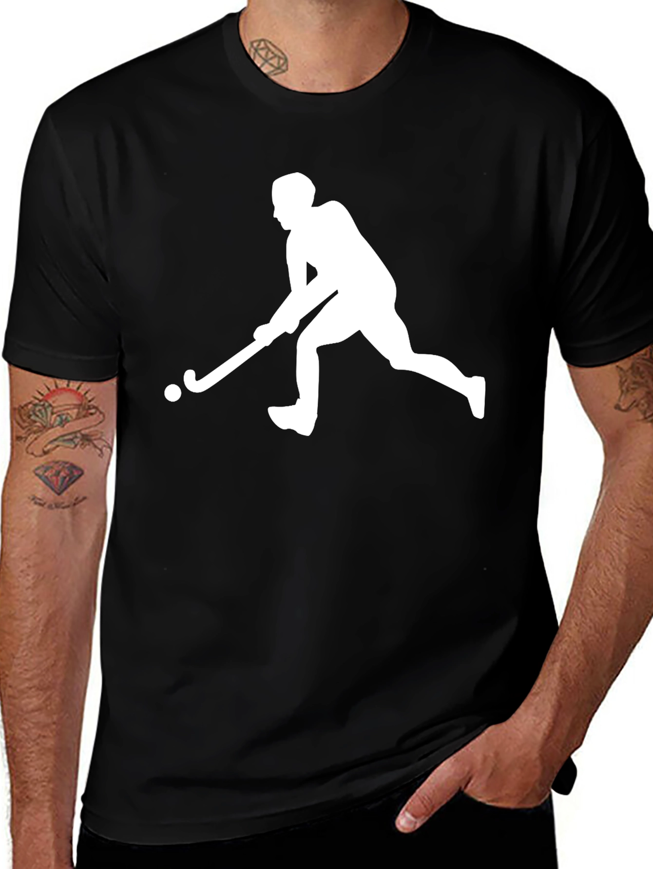 Variant 27 of Hockey Player Graphic Tee - Black