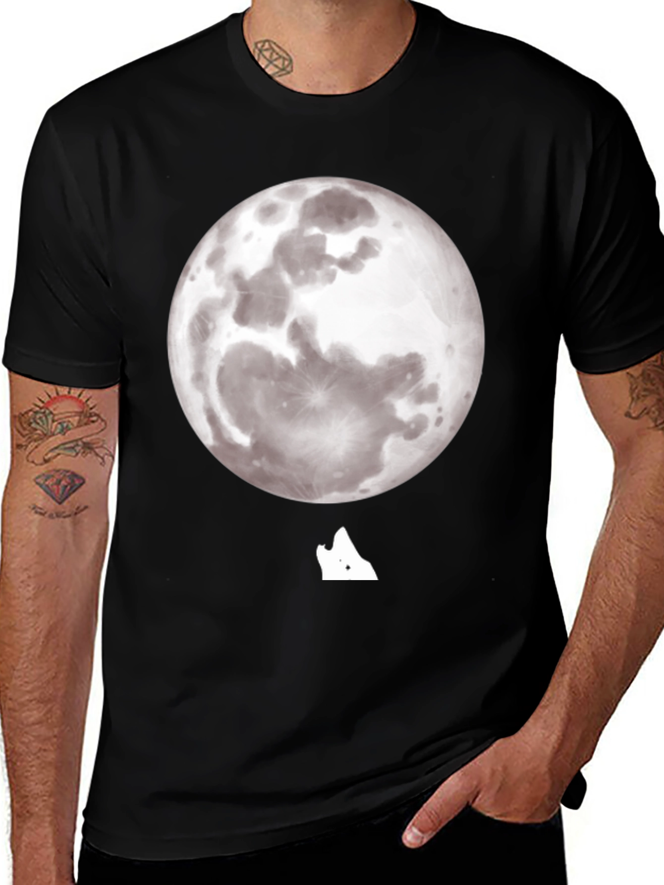 Variant 5 of Moon Howl Graphic Tee - Unique Lunar T-Shirt