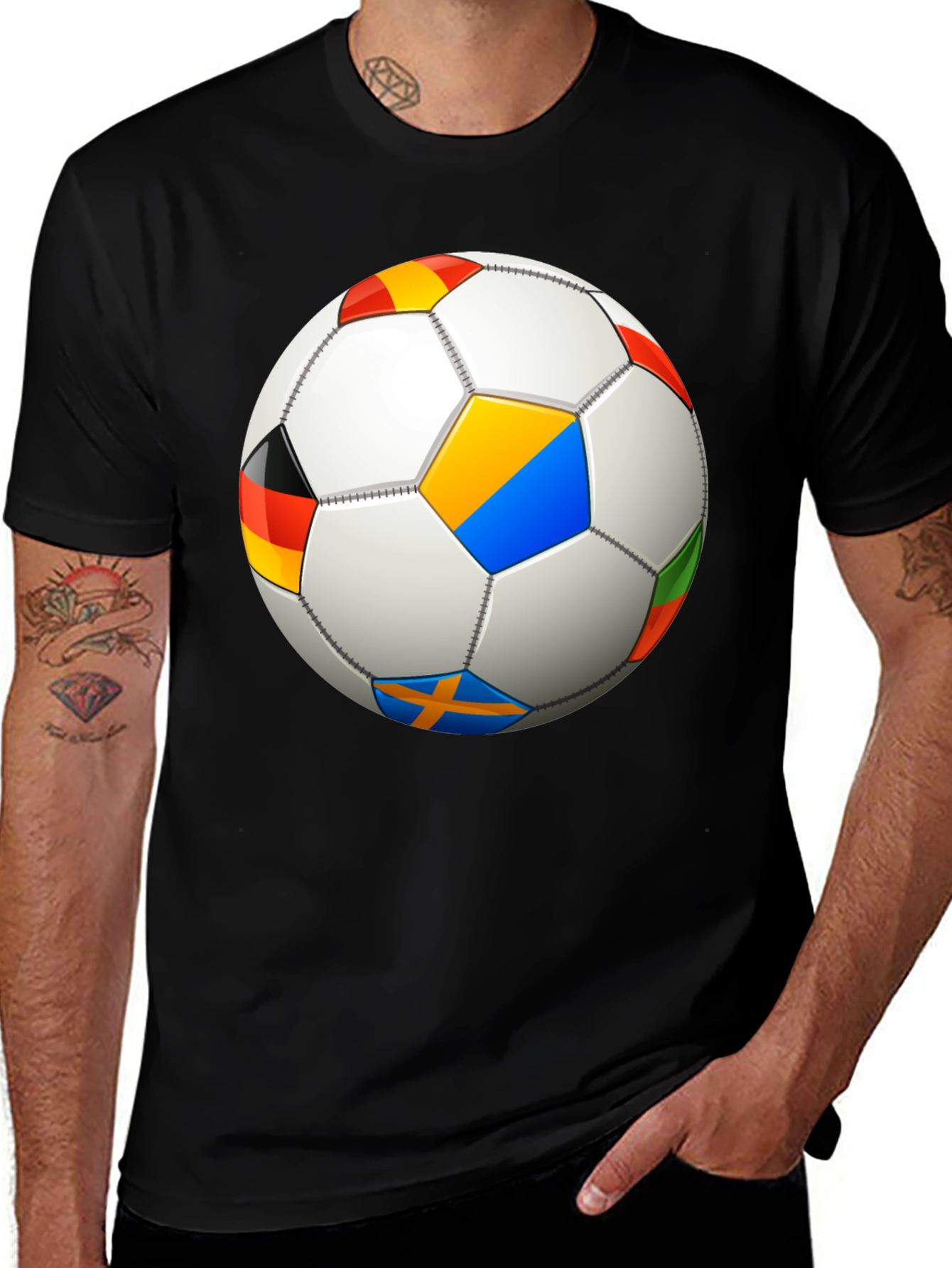 Variant 23 of Soccer Ball Flags T-Shirt - Black