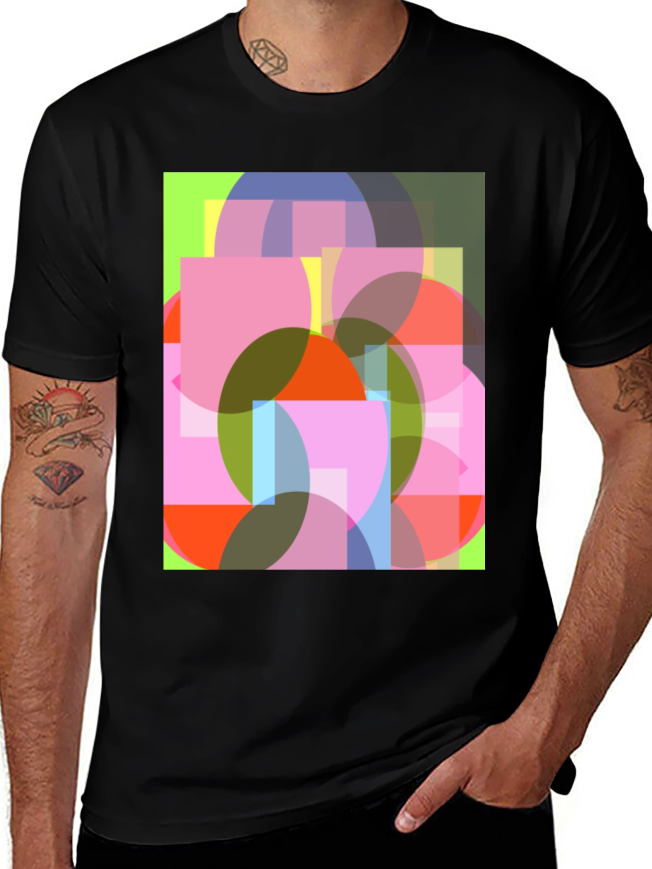 Variant 13 of Abstract Geometric Design Black T-Shirt