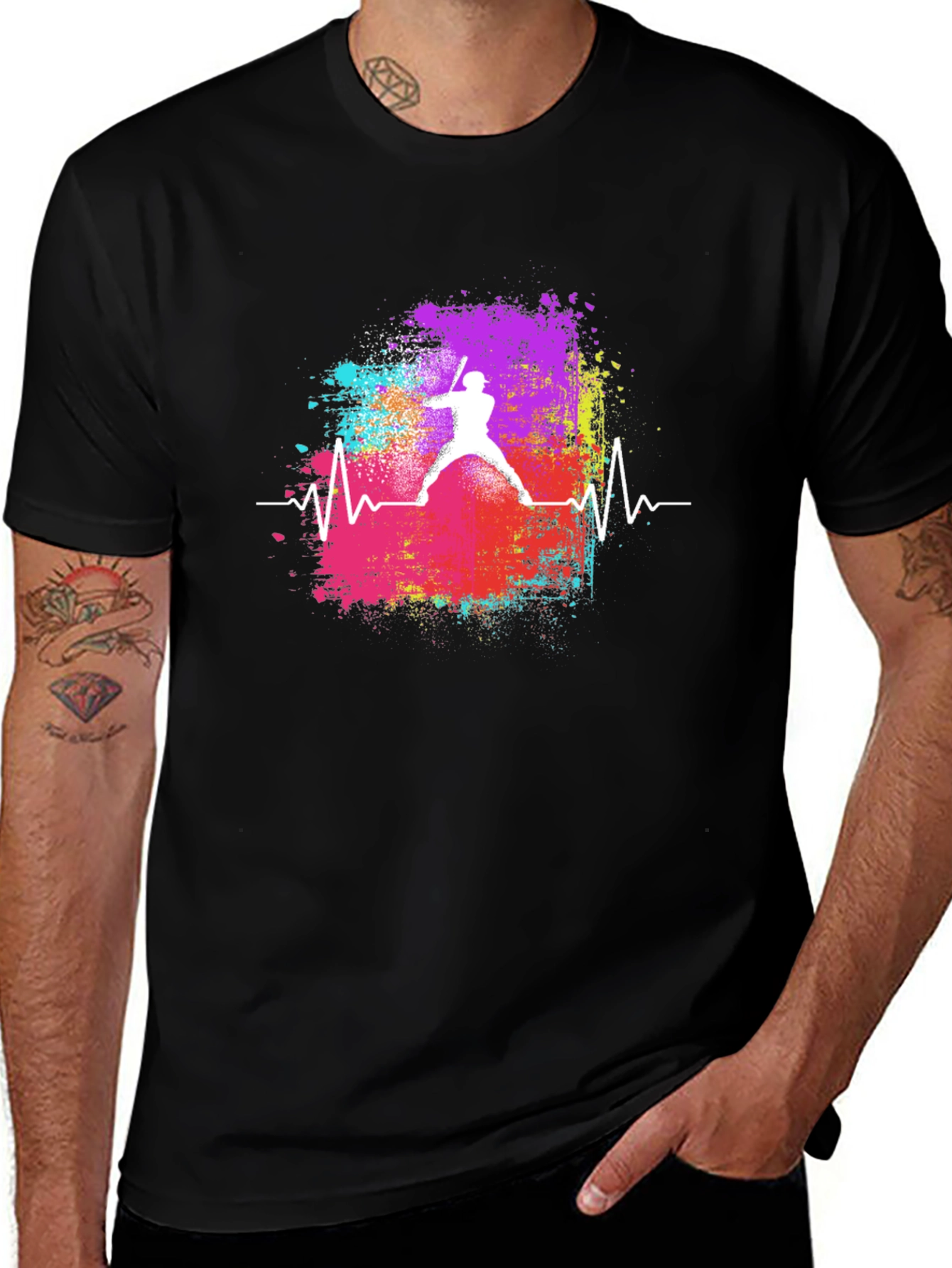 Variant 5 of Baseball Heartbeat Graphic Tee