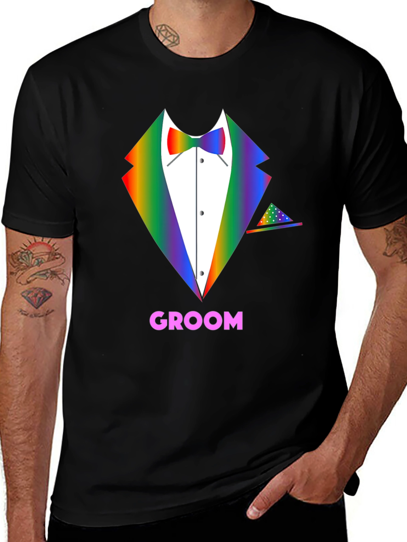 Variant 12 of Rainbow Groom Tuxedo T-Shirt