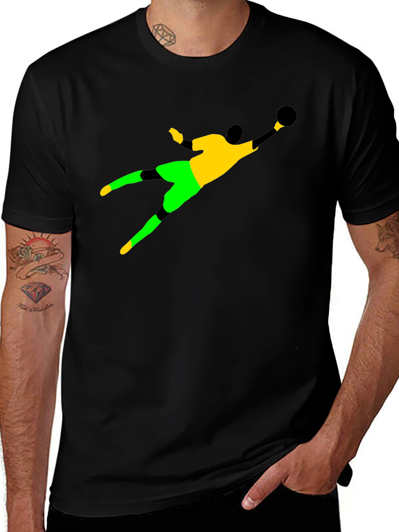 Variant 18 of Goalkeeper Graphic Tee - Soccer Player Design - Black T-Shirt