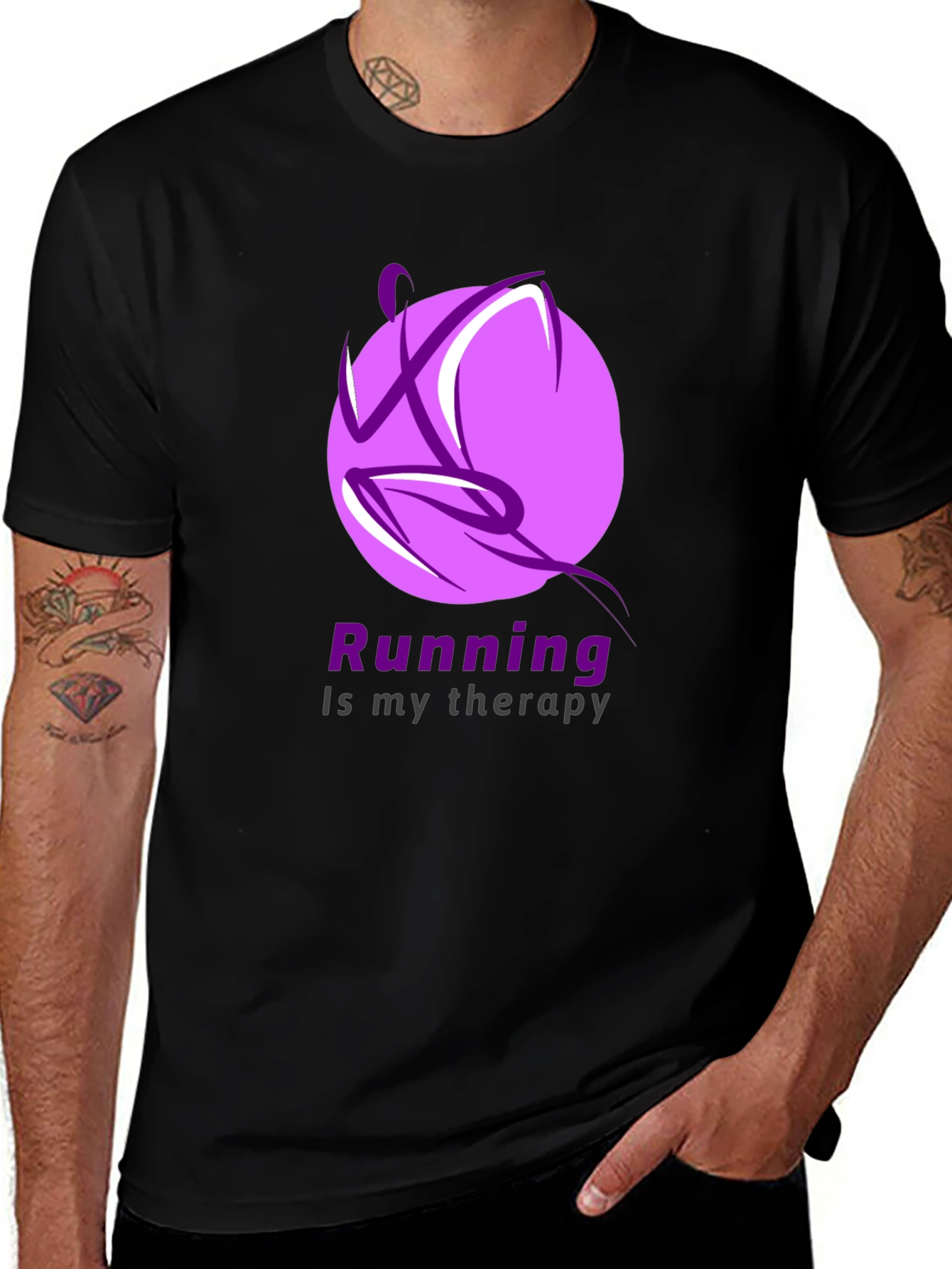 Variant 13 of Running Therapy T-Shirt - Comfortable Black Tee