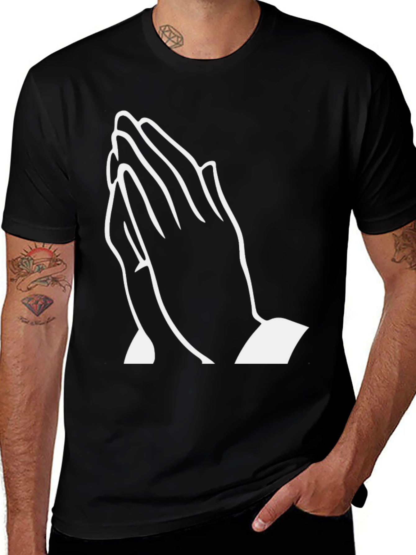 Variant 24 of Praying Hands Graphic T-Shirt - Black