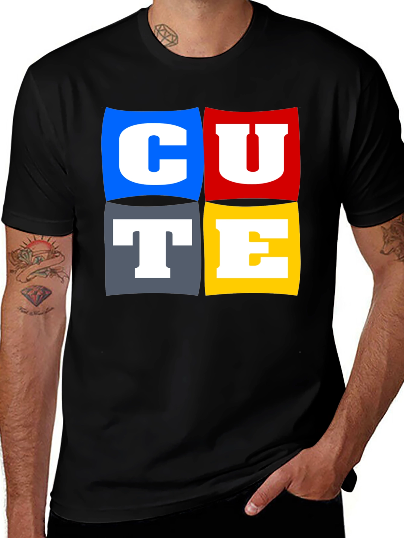 Variant 29 of CUTE Graphic Print Black T-Shirt
