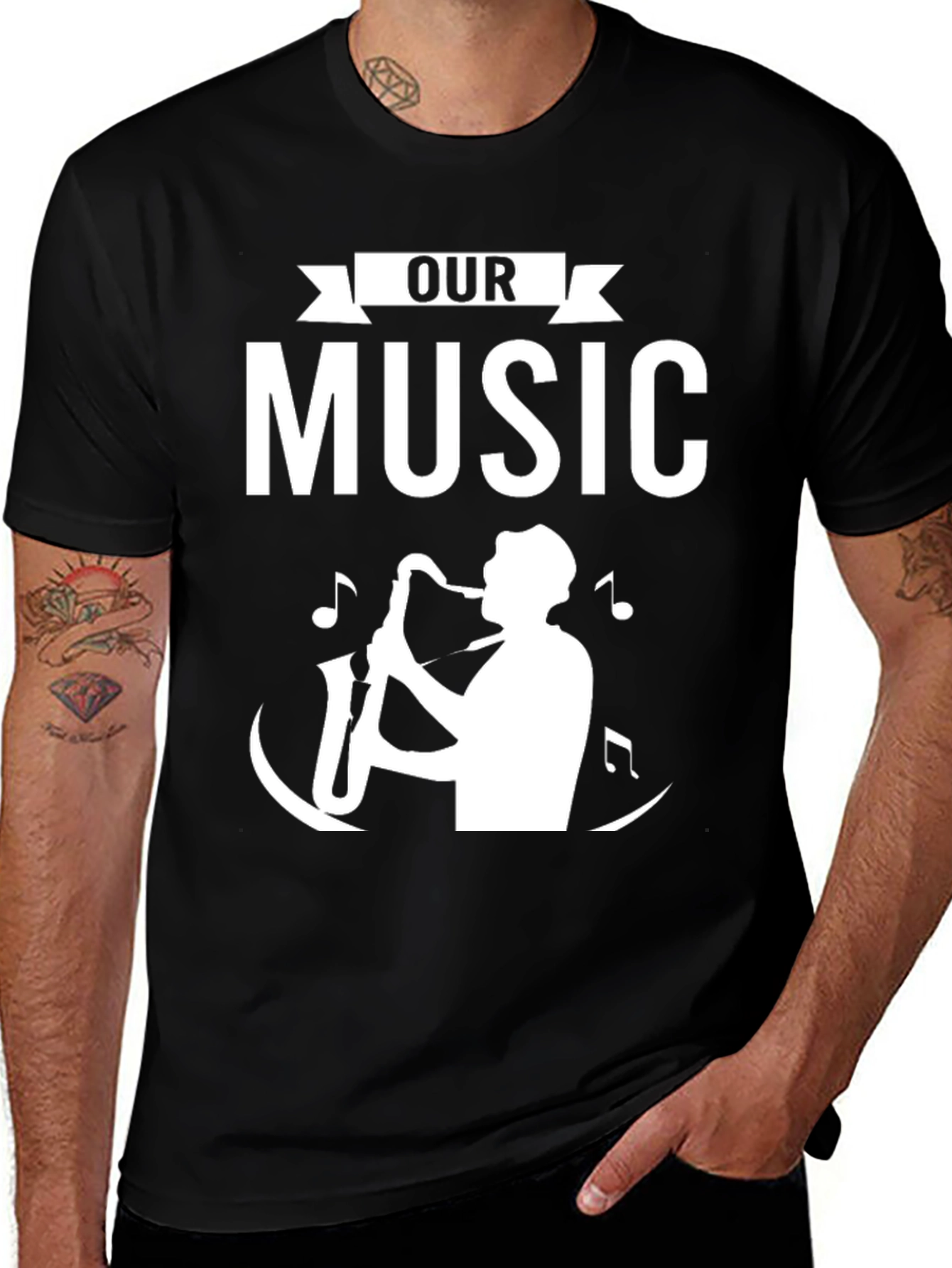 Variant 12 of Our Music Saxophone Graphic T-Shirt