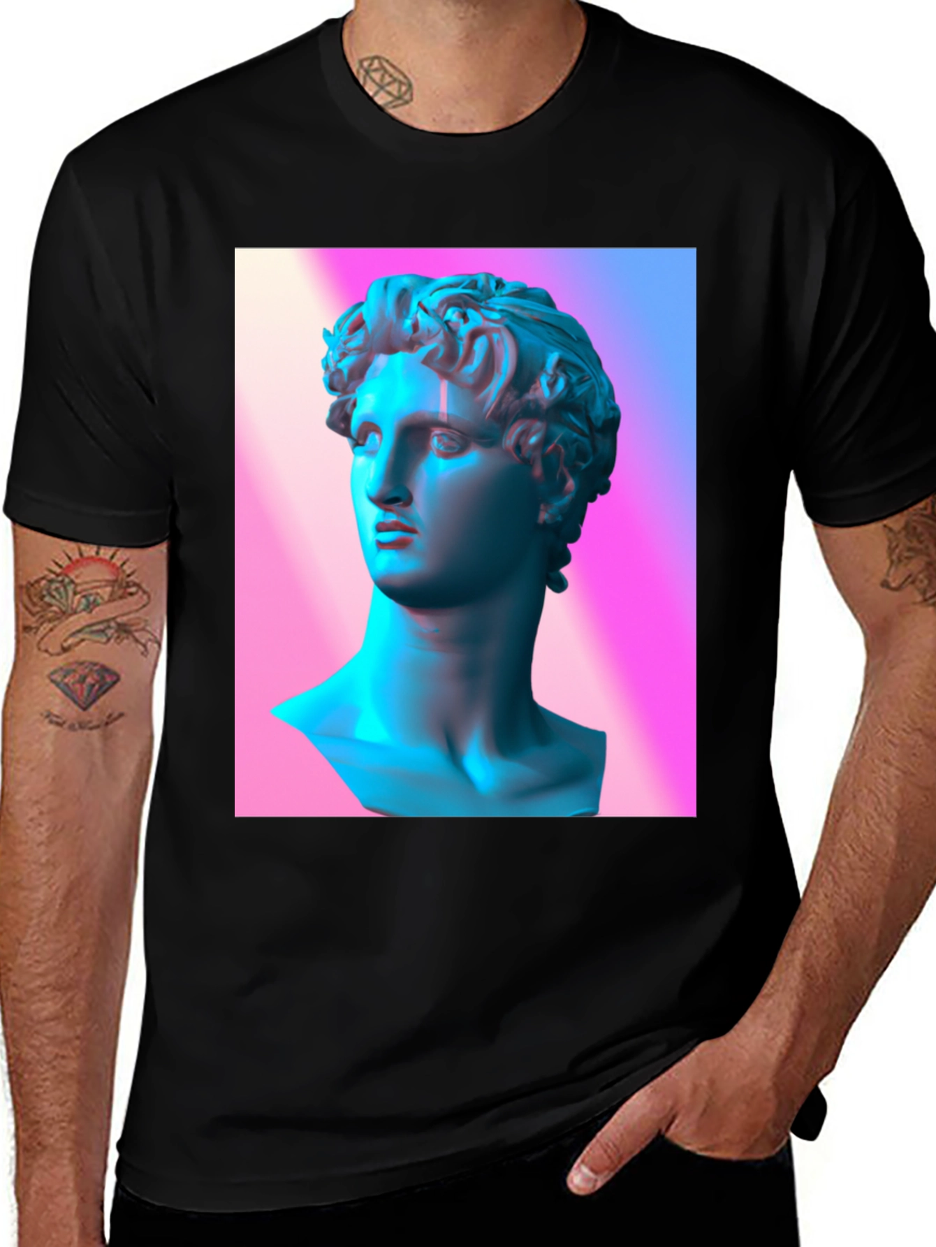 Variant 20 of Statue Head Graphic Black T-Shirt
