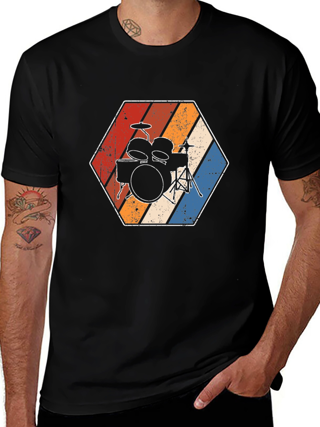 Variant 20 of Vintage Drum Set Graphic Tee - Retro Style!