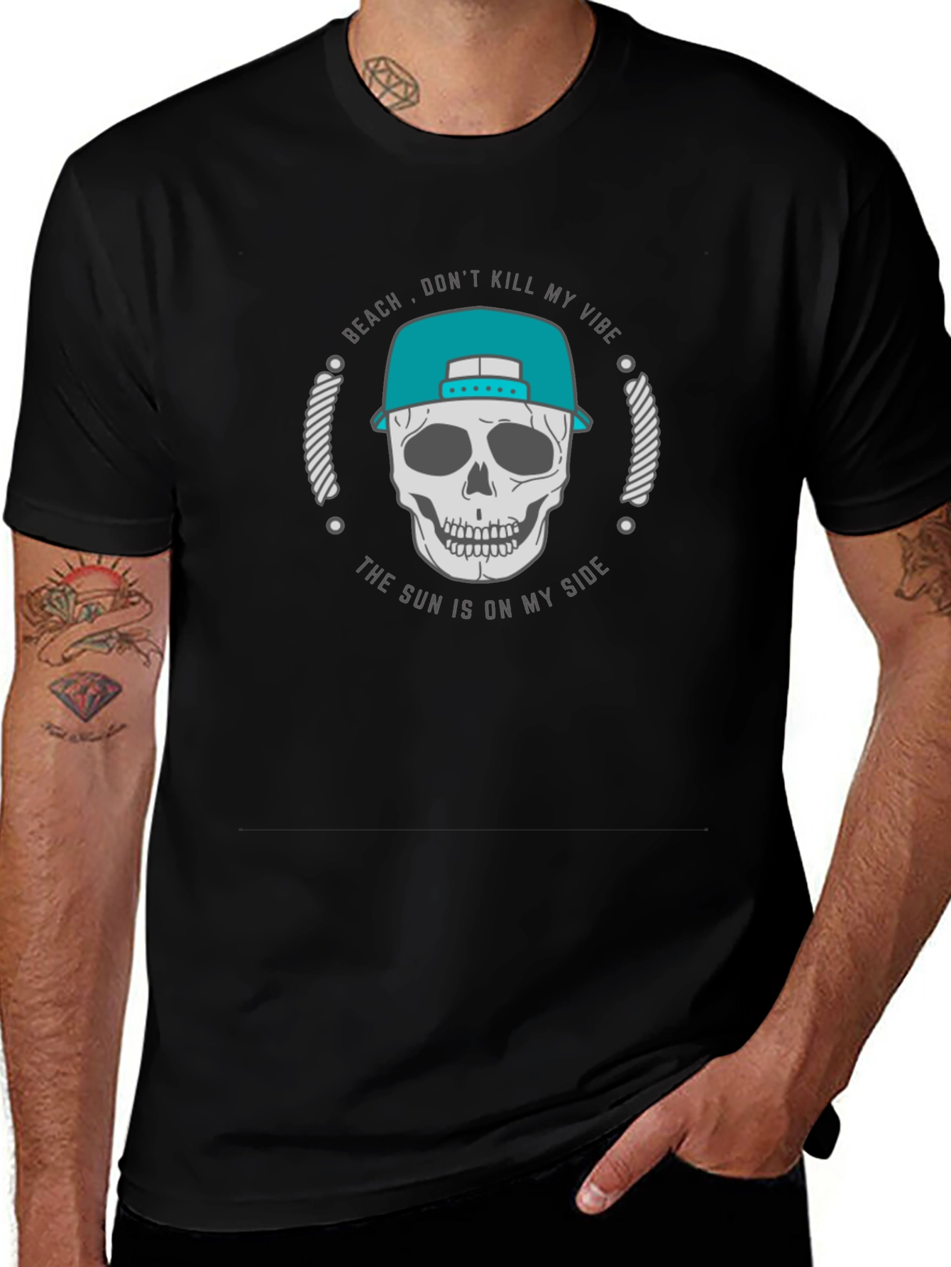 Variant 23 of Beach Vibe Skull T-Shirt