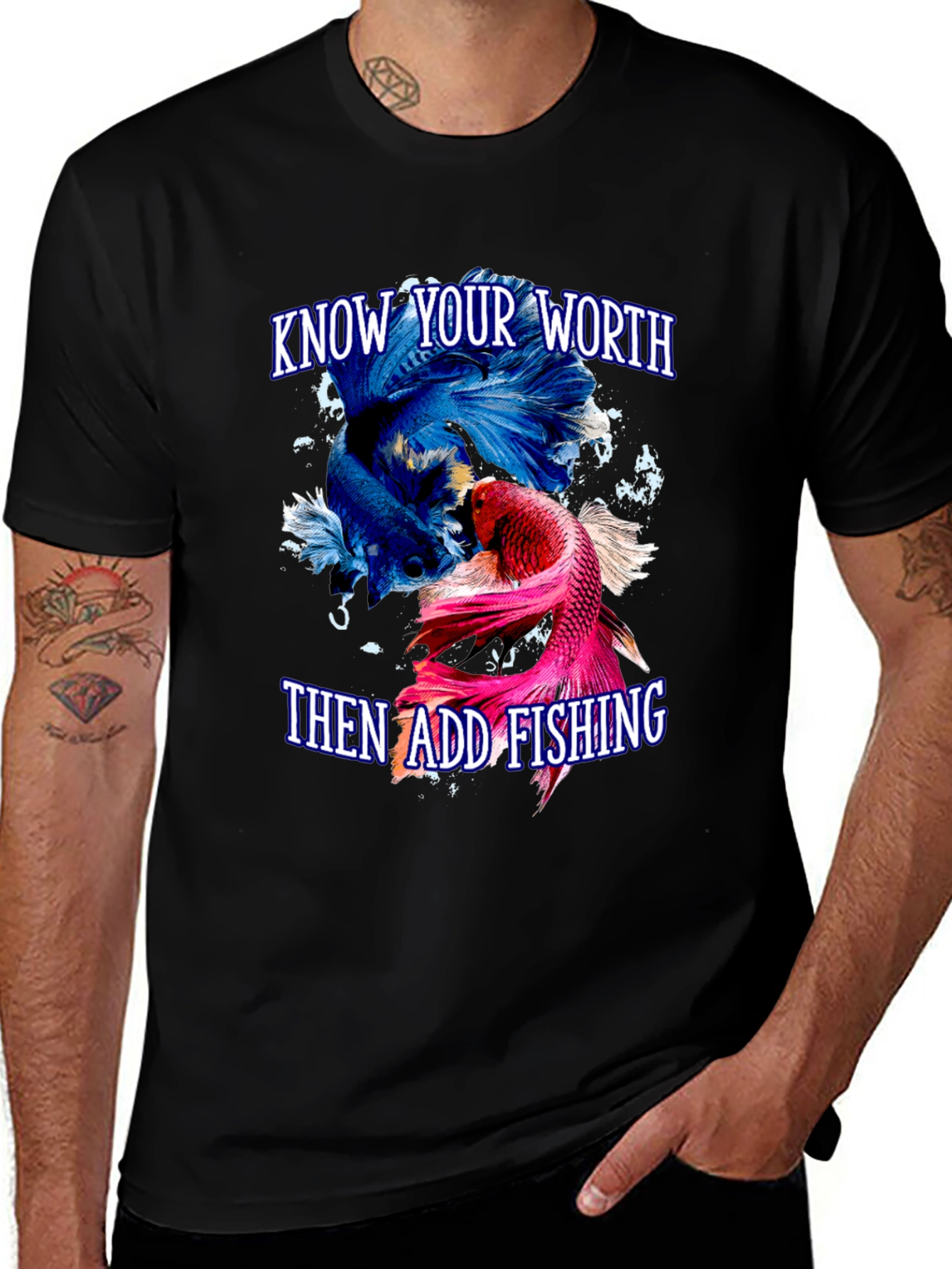Variant 14 of Know Your Worth Fishing T-Shirt