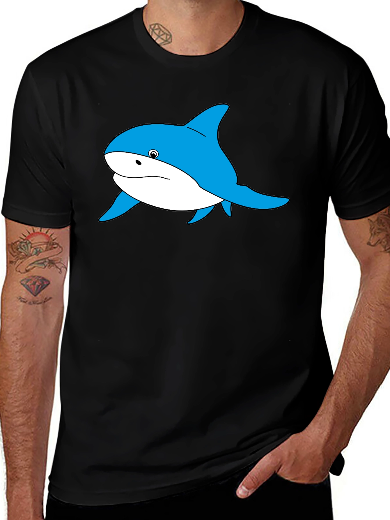 Variant 28 of Blue Shark Graphic Black T-Shirt