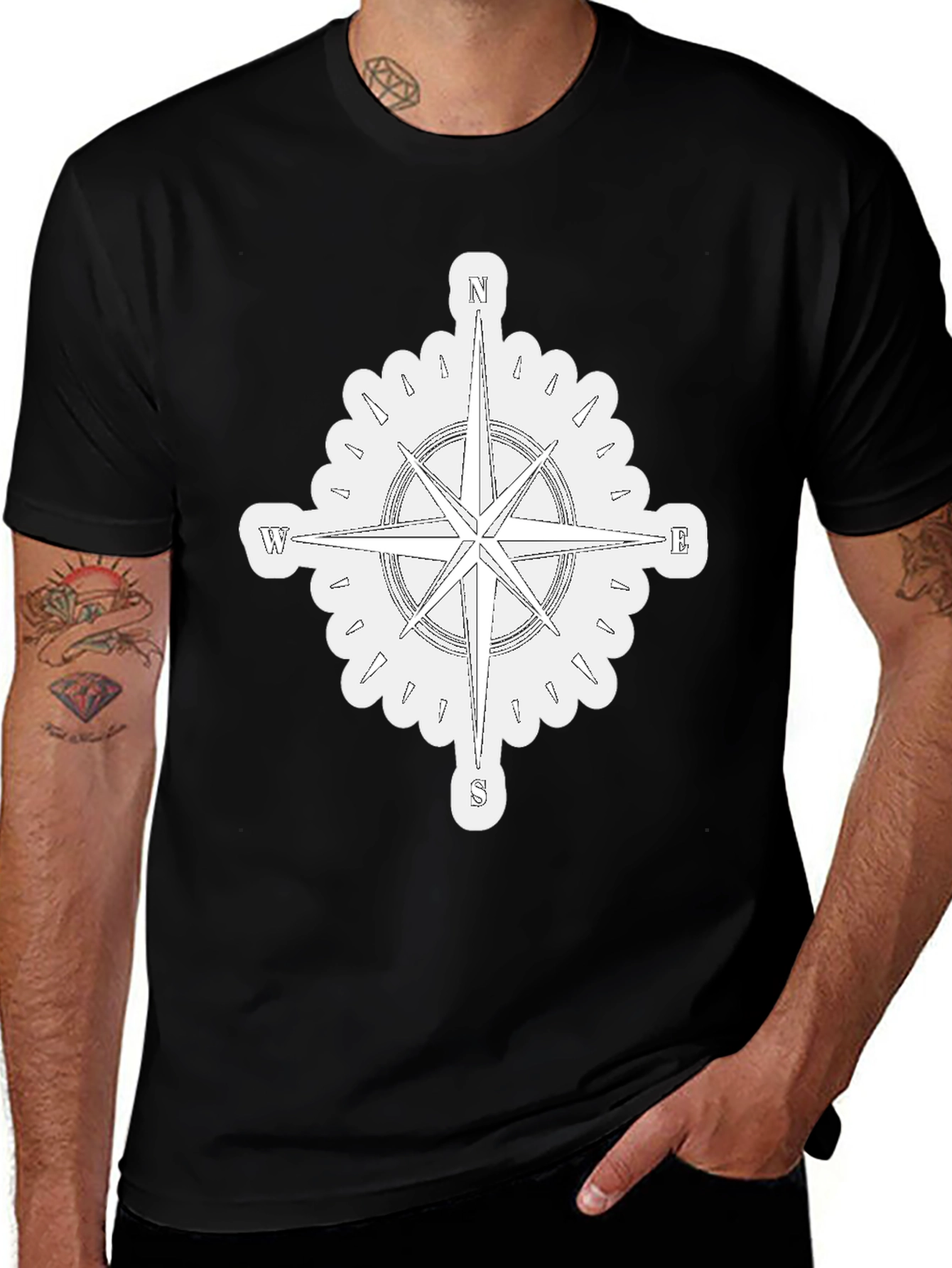 Variant 7 of Compass Graphic T-Shirt - Men's Black Tee
