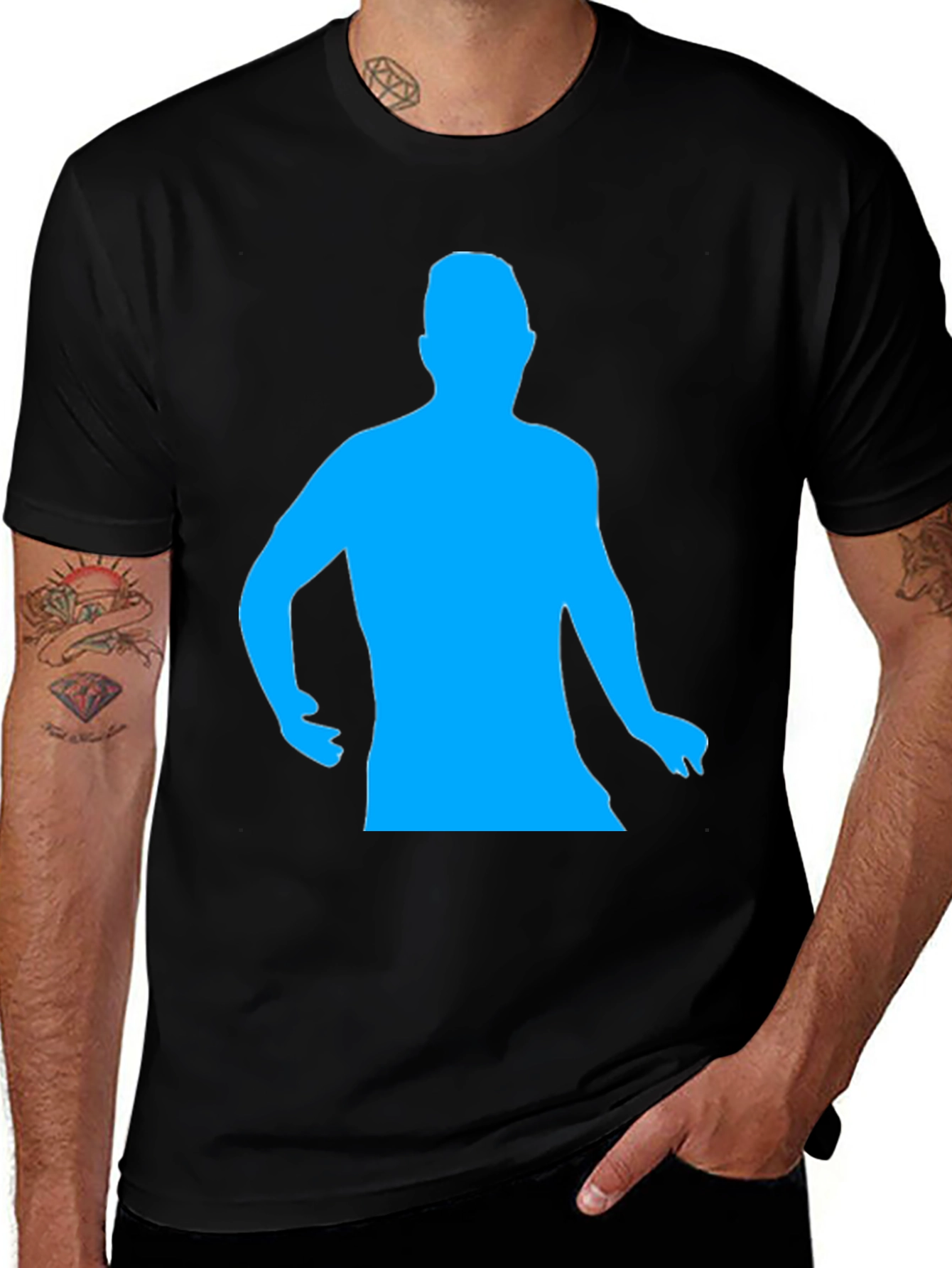 Variant 30 of Cool Black T-Shirt with Blue Silhouette