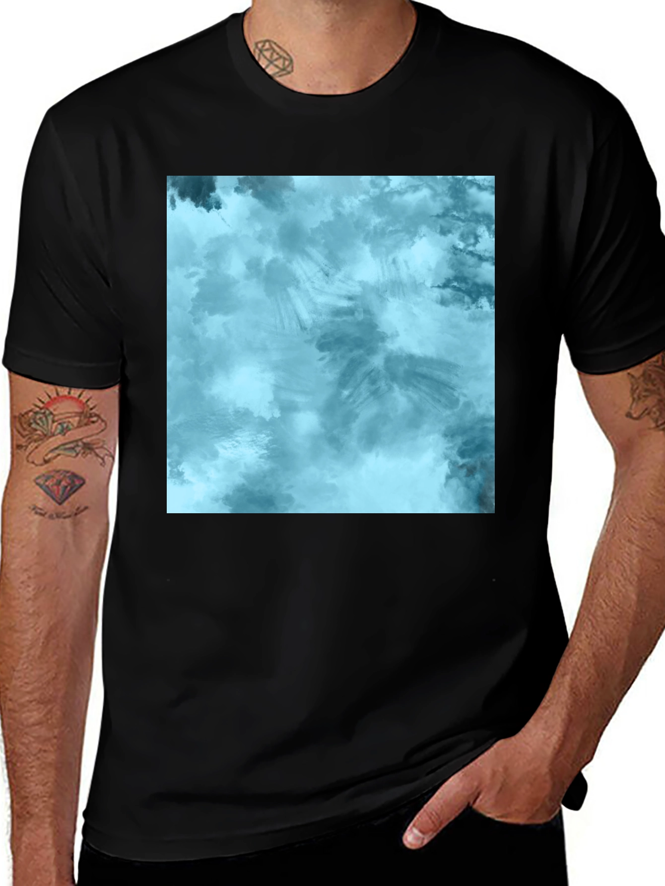 Variant 22 of Abstract Blue Tie-Dye Graphic Tee - Soft Cotton Blend