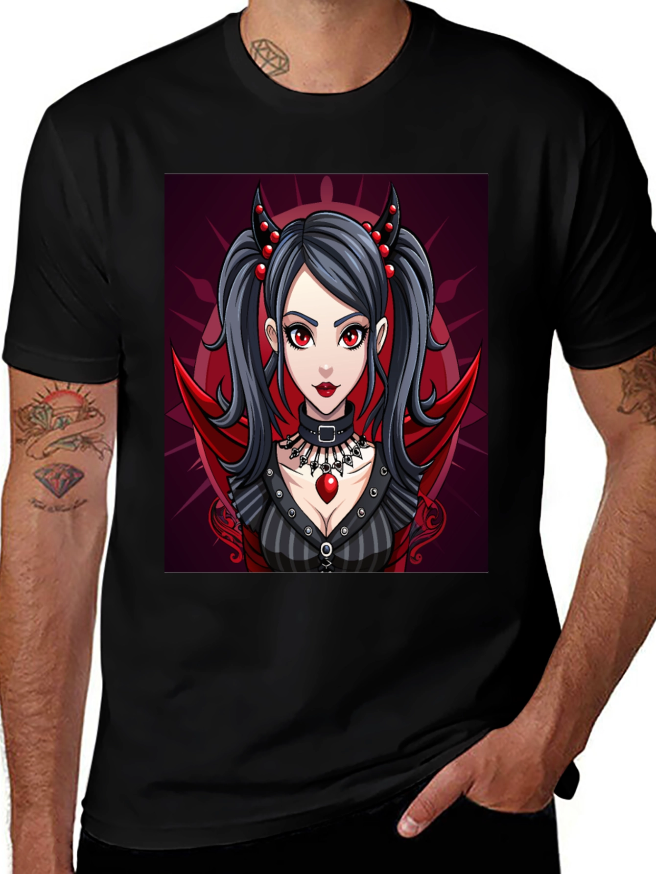 Variant 14 of Gothic Devil Girl T-Shirt - Dark Anime Style