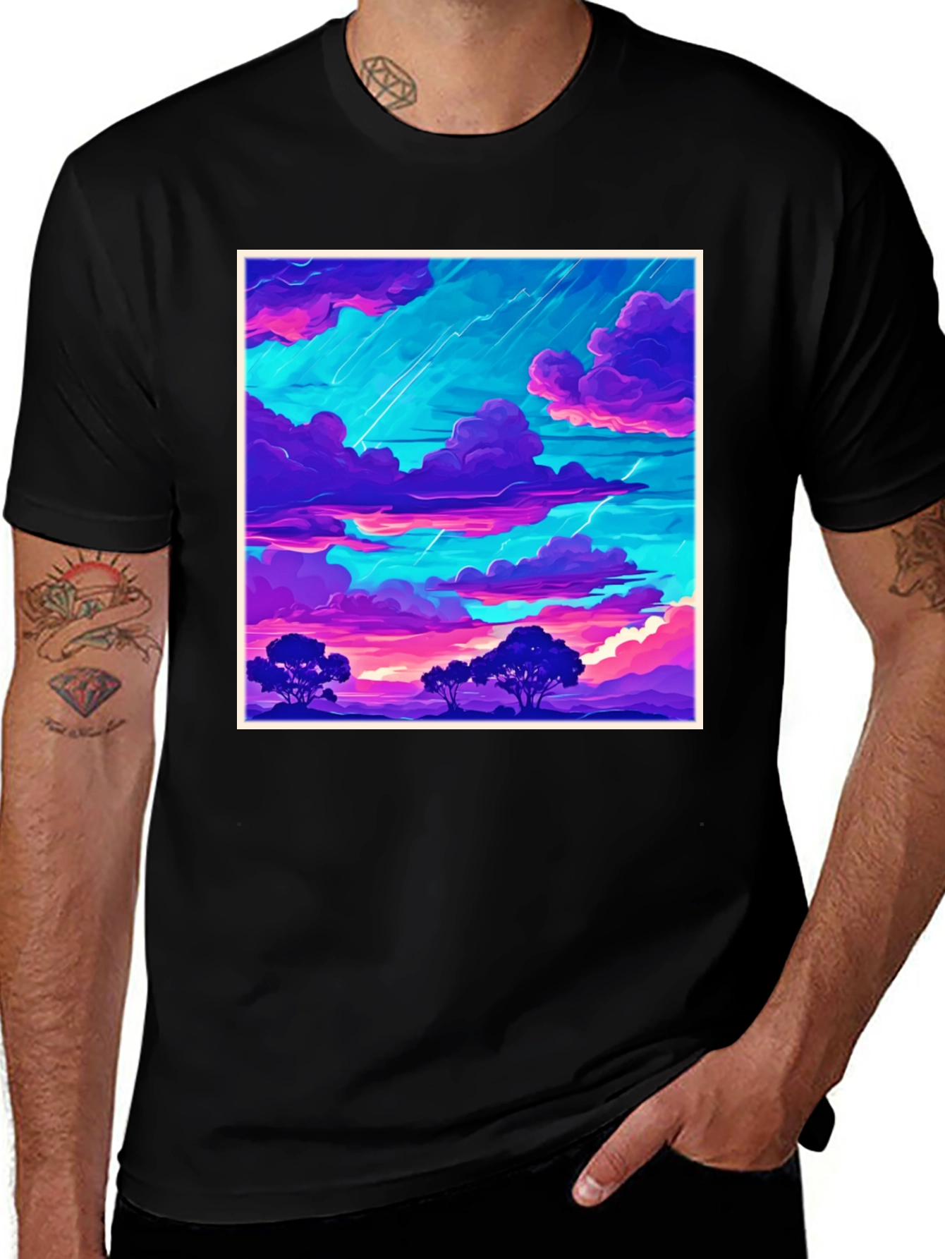 Variant 12 of Vivid Sky Graphic Tee - Unique Artistic Design