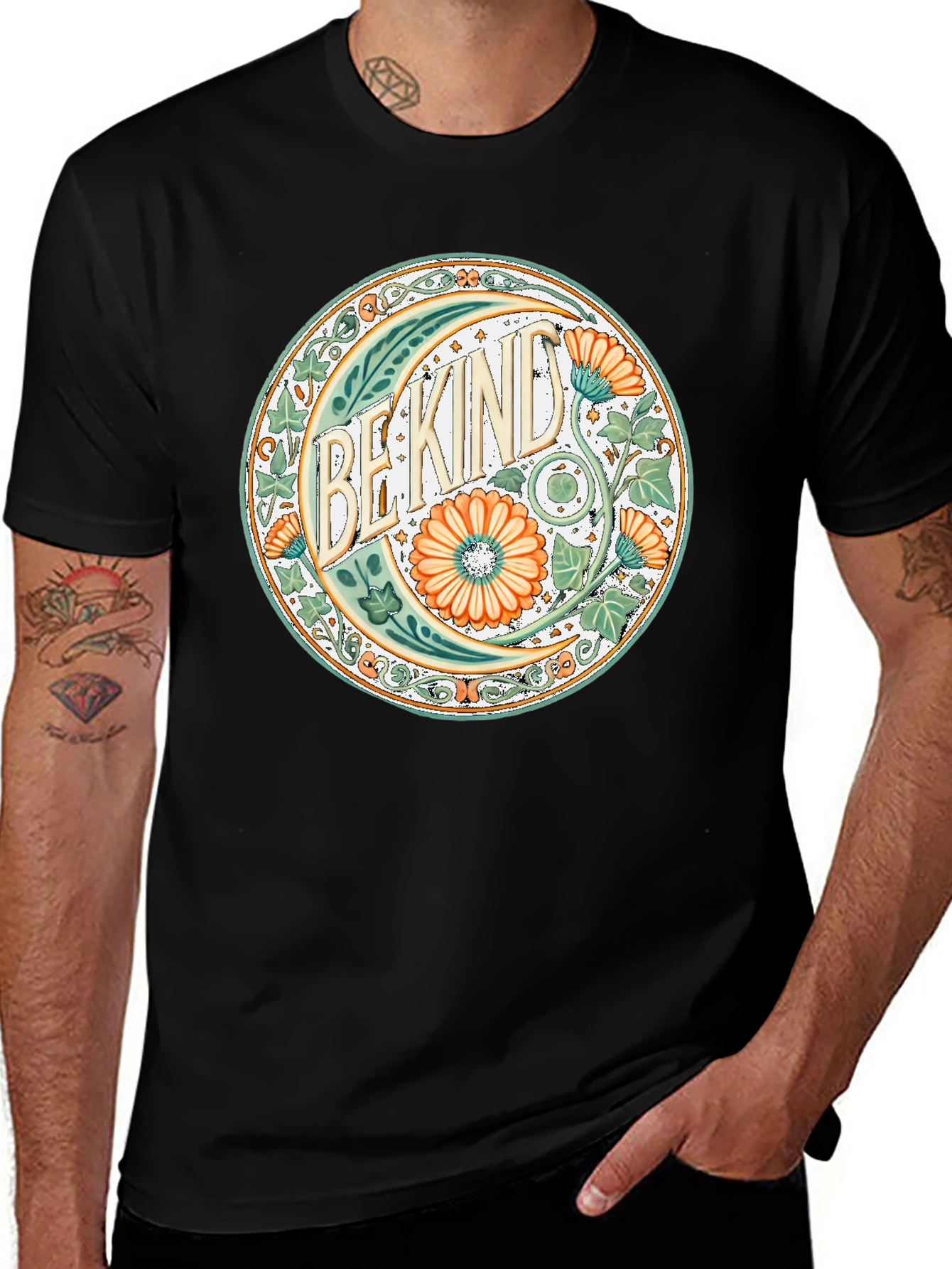 Variant 10 of Be Kind Floral Graphic Tee - Stylish Comfort