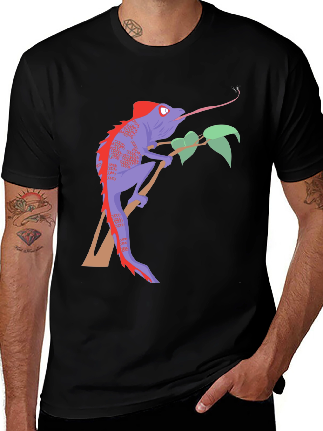 Variant 20 of Chameleon Graphic Tee - Men's Black T-Shirt