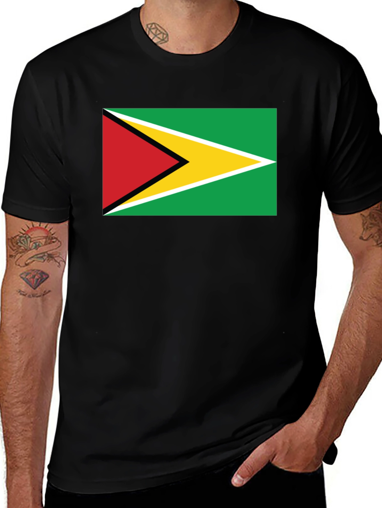 Guyana Flag Graphic Black T-Shirt