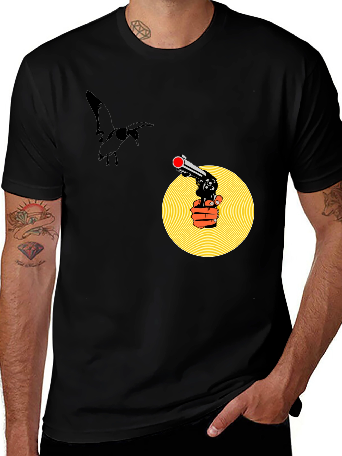 Variant 24 of Graphic Print Tee - Bird, Gun, Record 