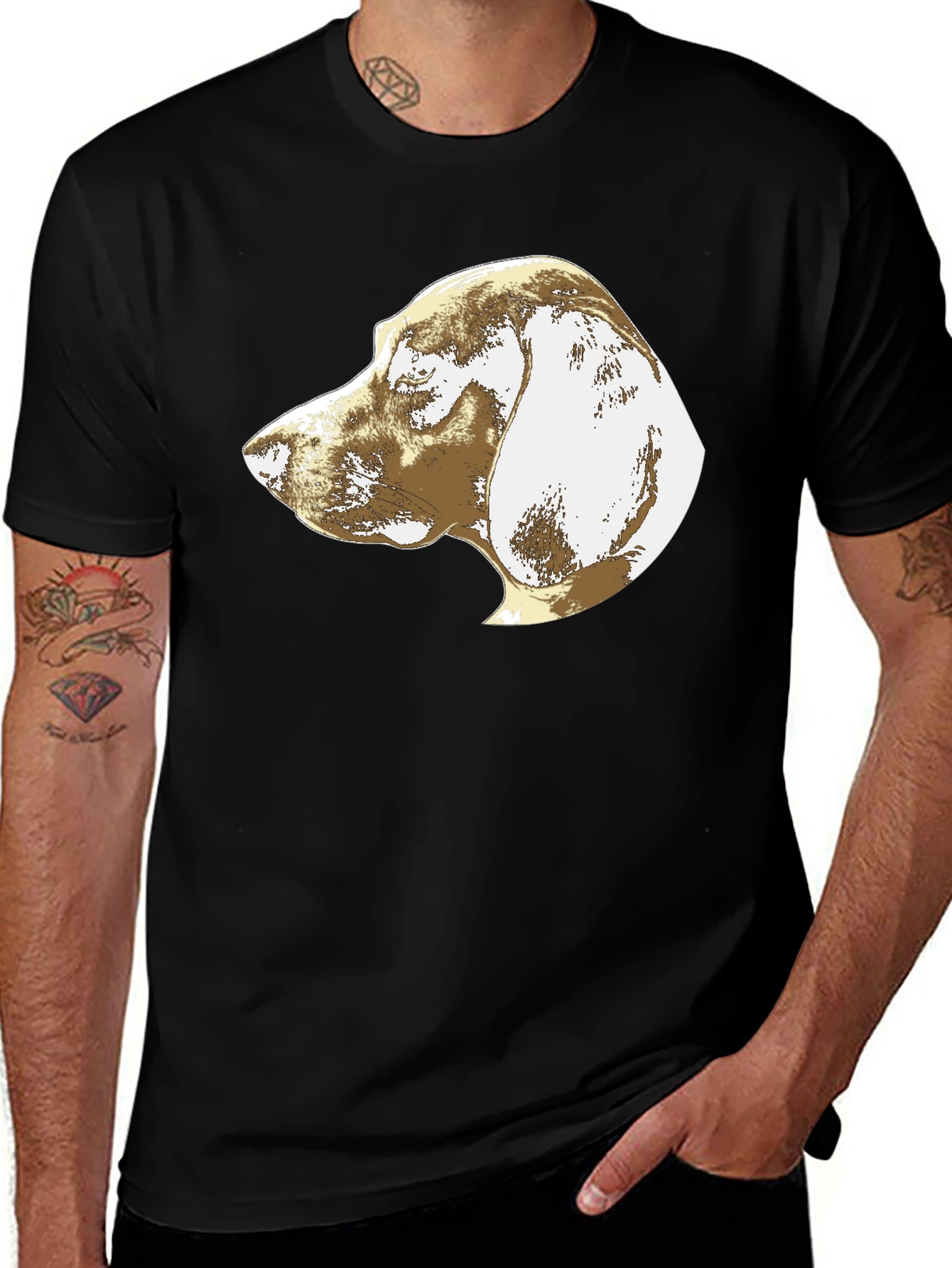 Variant 9 of Dog Profile Graphic Tee - Men's Black T-Shirt