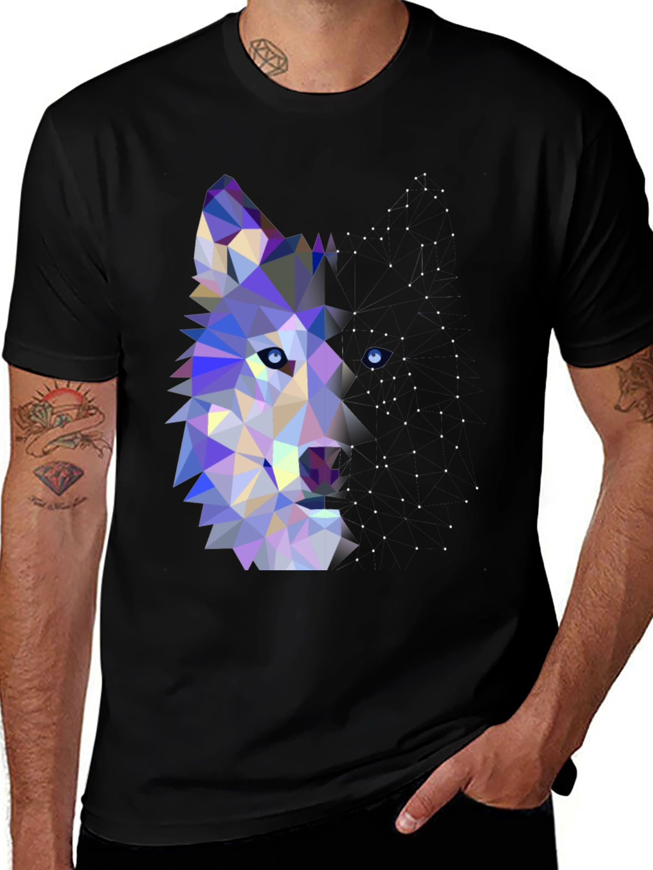 Variant 3 of Geometric Wolf Graphic Tee - Modern Animal Print