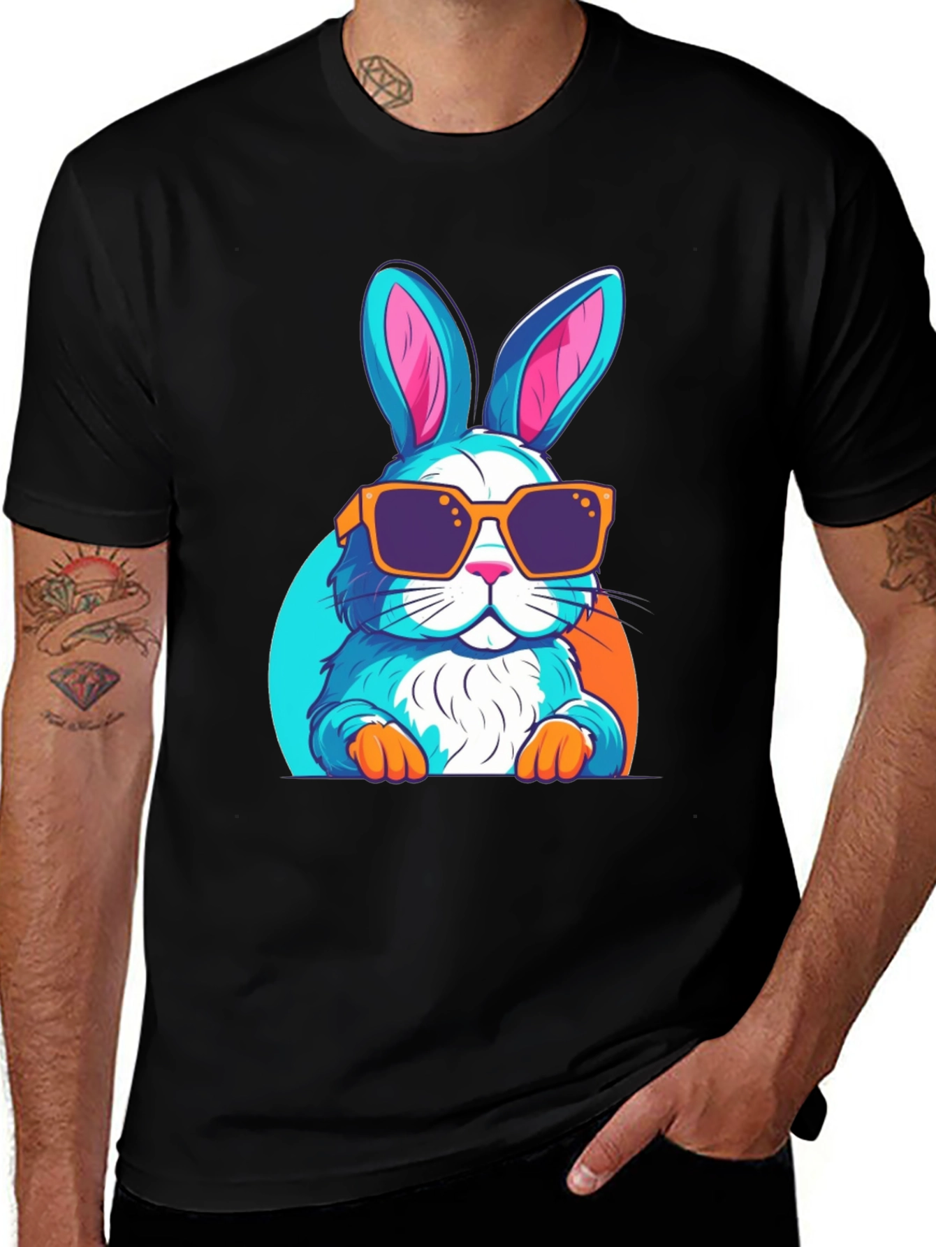 Black Cool Rabbit Graphic T-Shirt main image