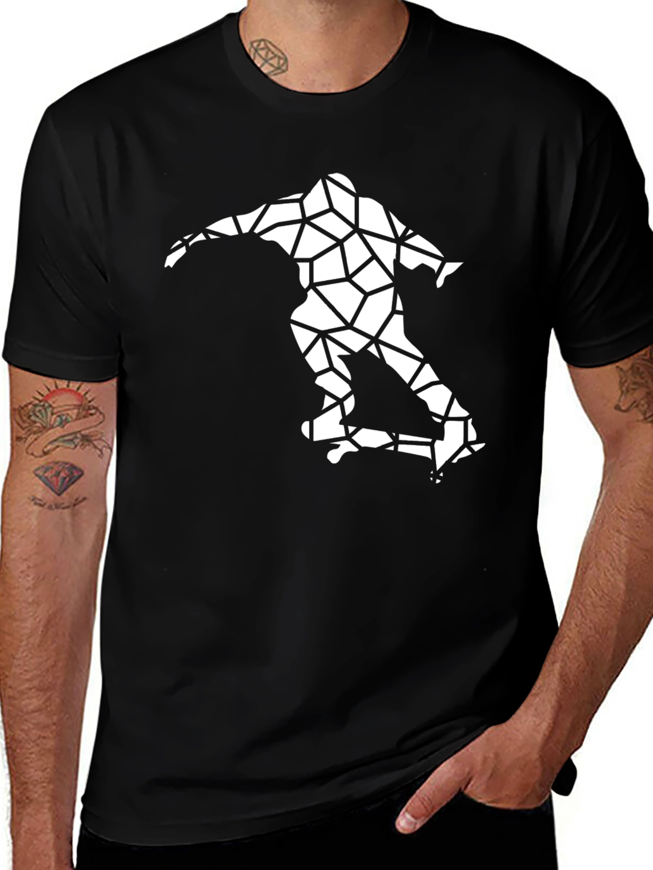 Variant 20 of Skater Tee: Geometric Skateboard Graphic Print