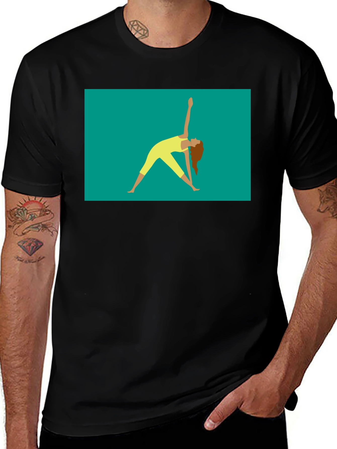 Variant 28 of Yoga Pose Graphic Tee - Black Unisex T-Shirt