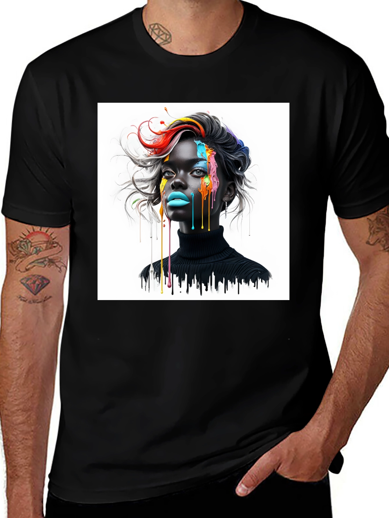 Variant 28 of Artistic Woman Graphic Tee - Unique Colorful Design